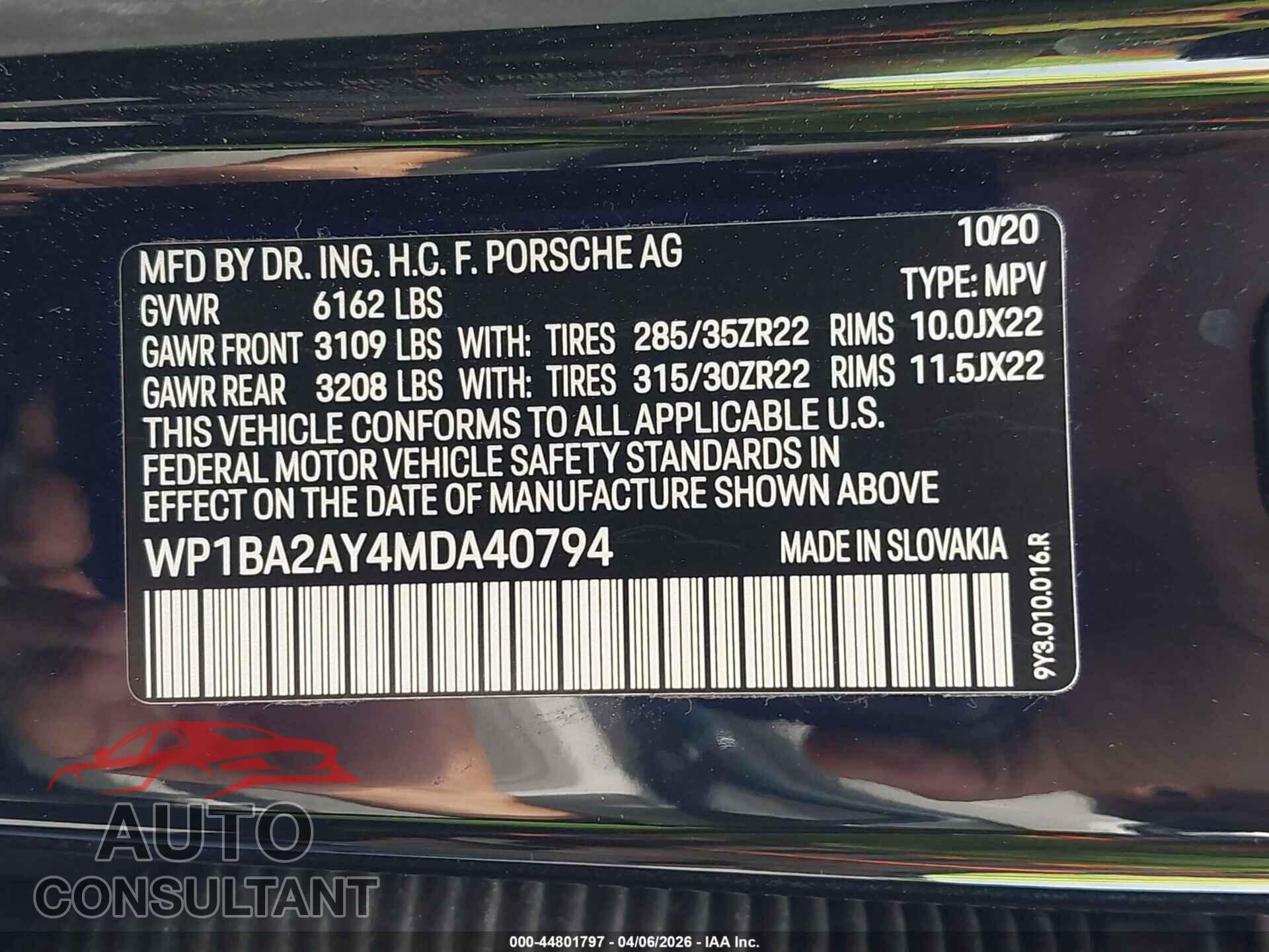PORSCHE CAYENNE COUPE 2021 - WP1BA2AY4MDA40794
