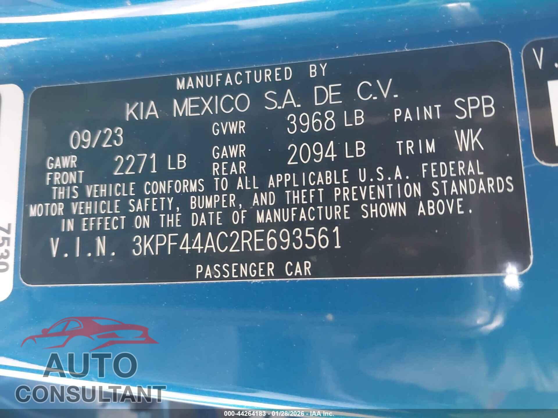 KIA FORTE 2024 - 3KPF44AC2RE693561