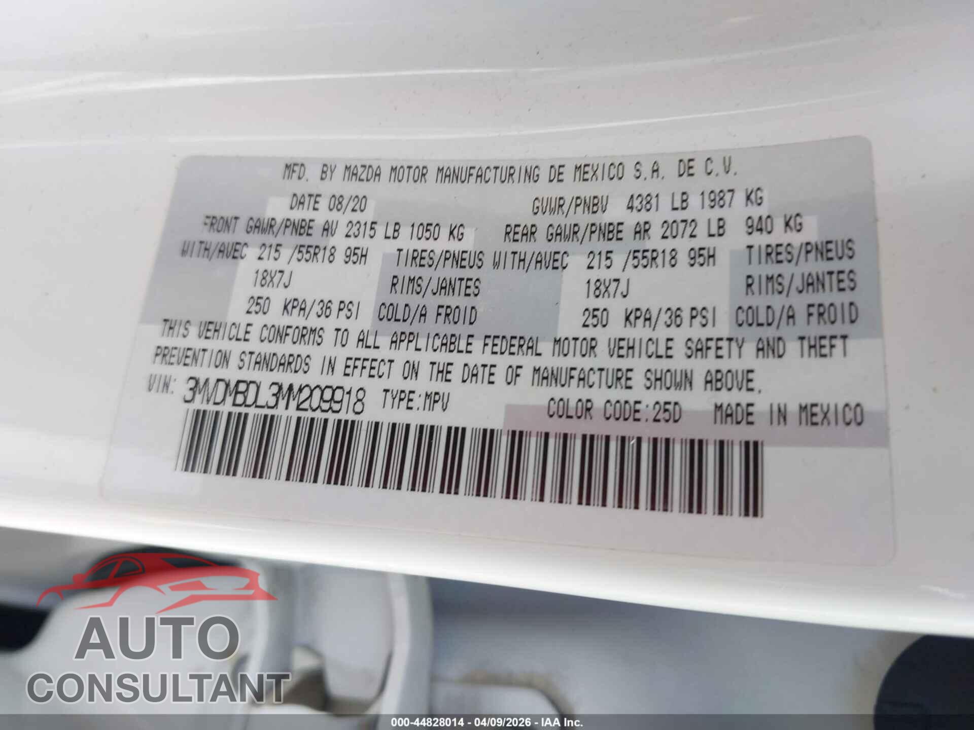 MAZDA CX-30 2021 - 3MVDMBDL3MM209918