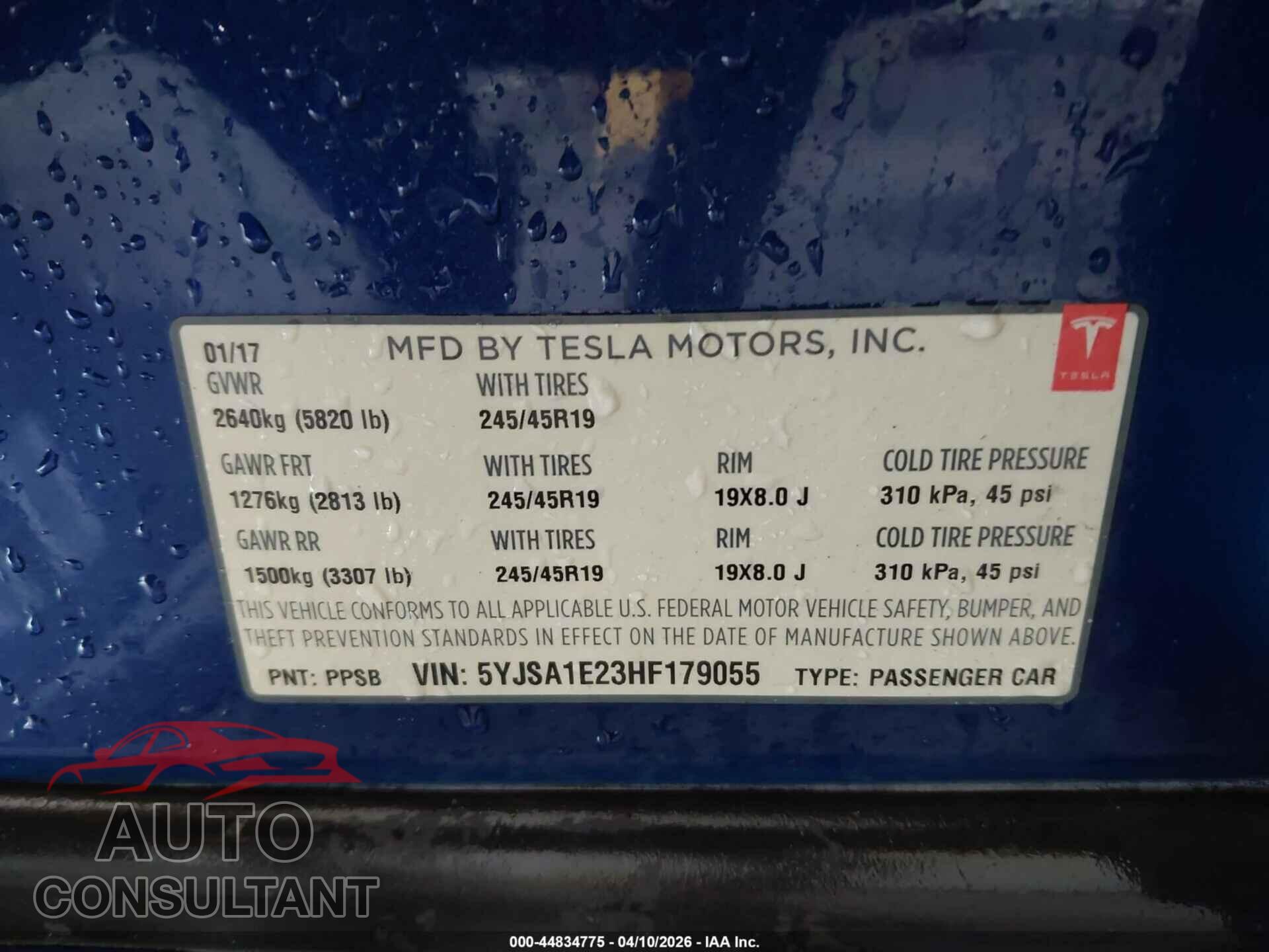 TESLA MODEL S 2017 - 5YJSA1E23HF179055