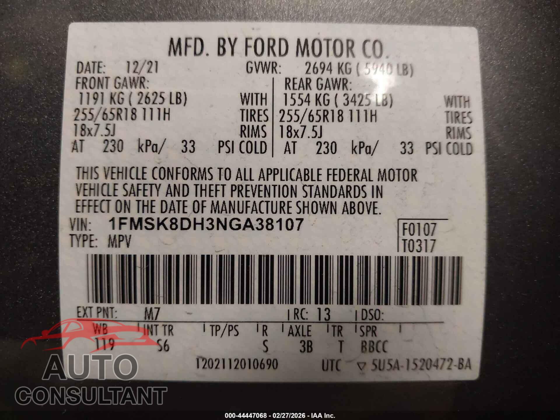 FORD EXPLORER 2022 - 1FMSK8DH3NGA38107