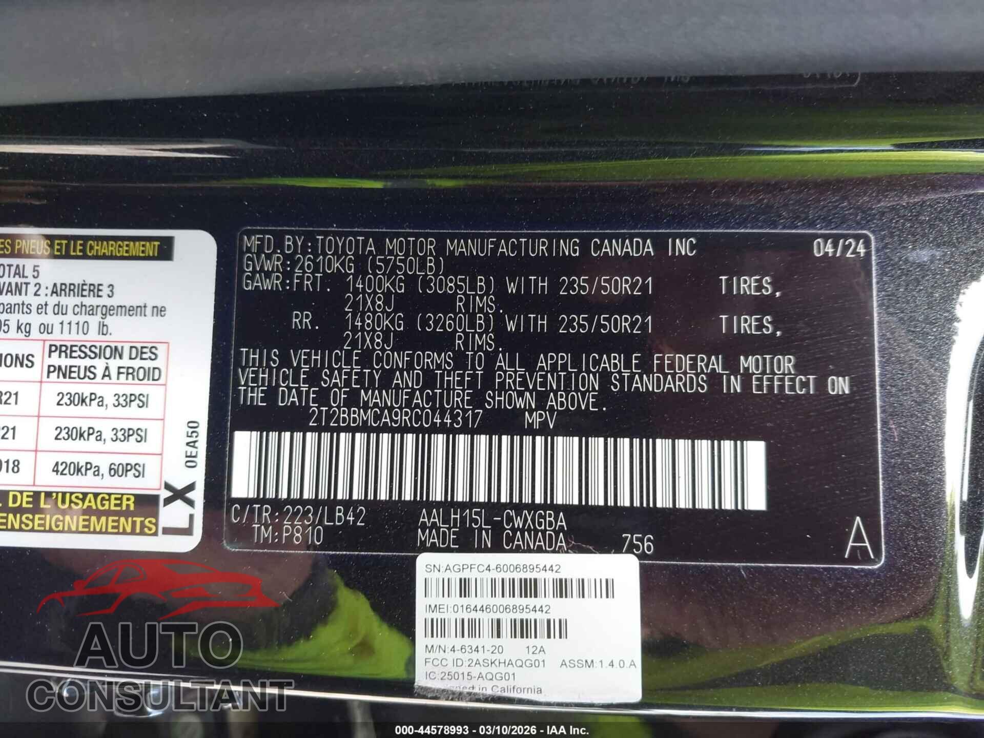 LEXUS RX 350H 2024 - 2T2BBMCA9RC044317
