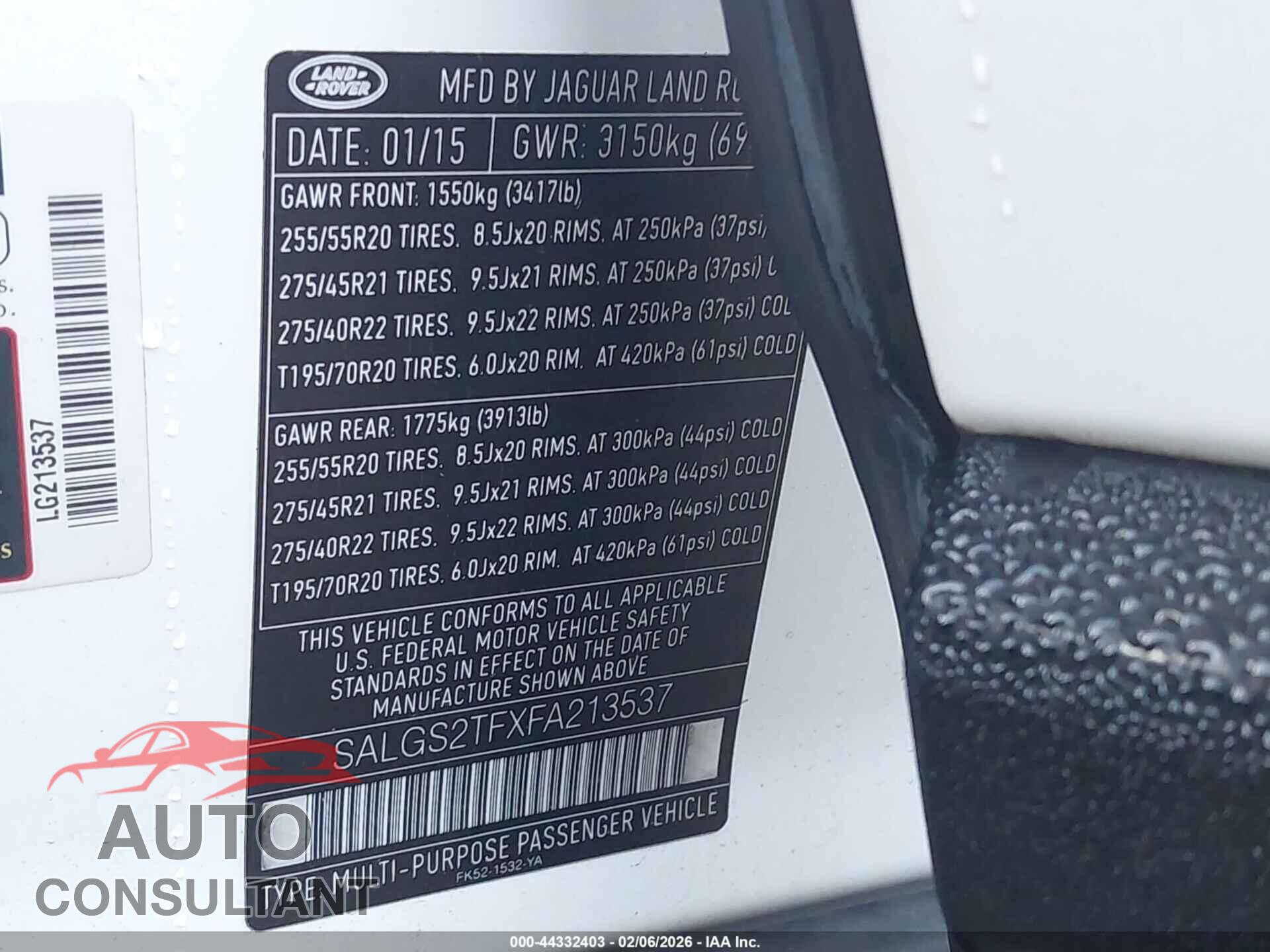 LAND ROVER RANGE ROVER 2015 - SALGS2TFXFA213537