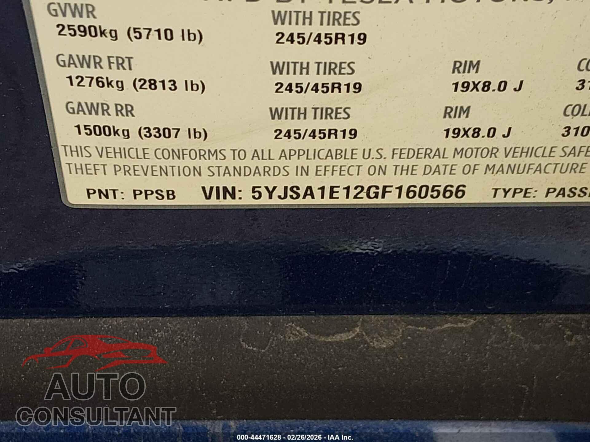 TESLA MODEL S 2016 - 5YJSA1E12GF160566