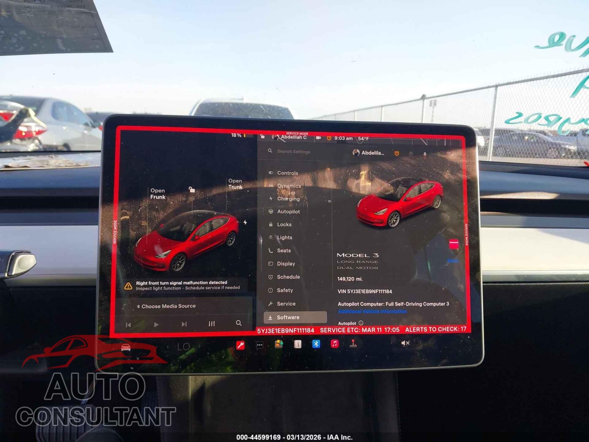 TESLA MODEL 3 2022 - 5YJ3E1EB9NF111184
