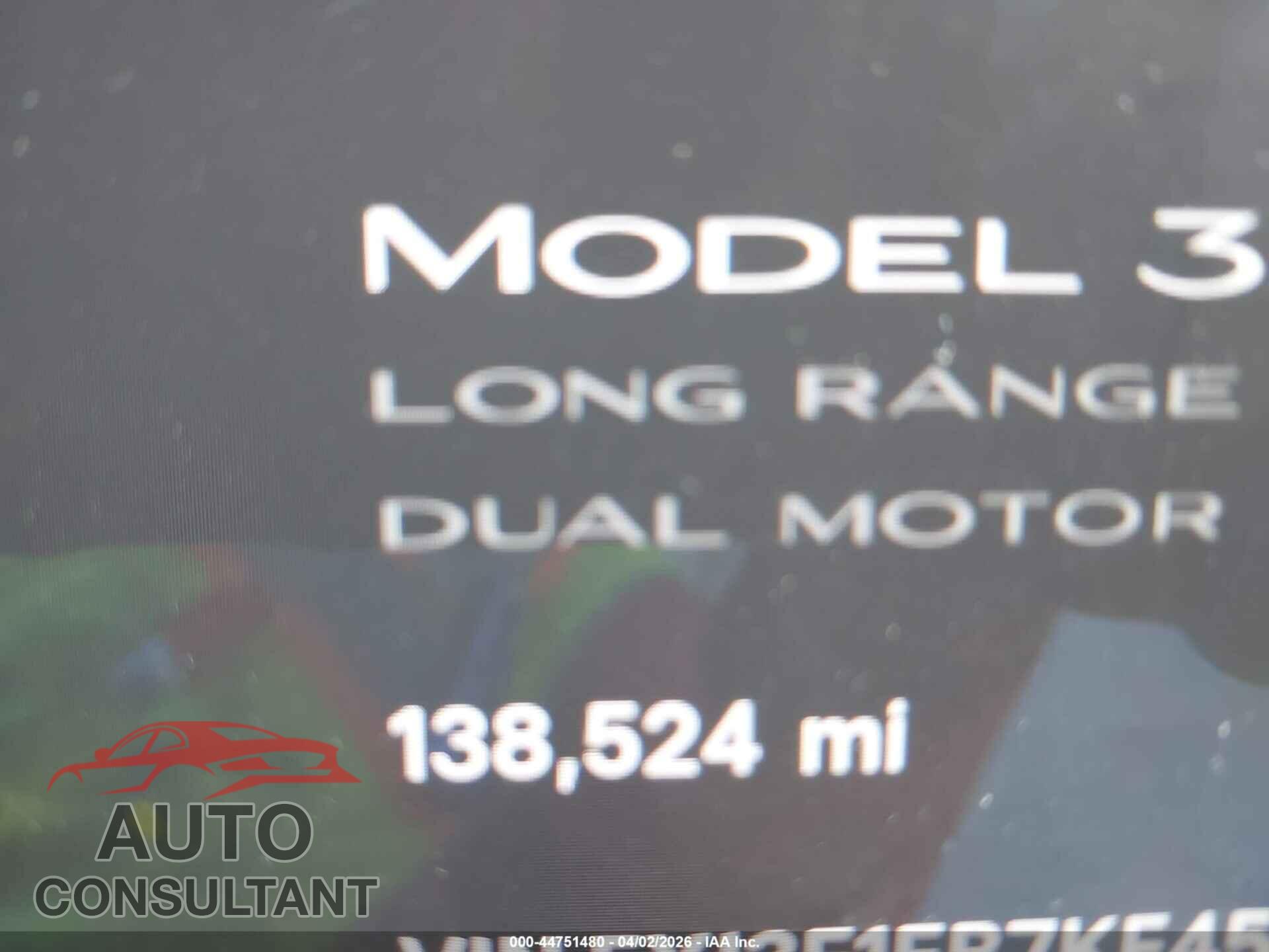 TESLA MODEL 3 2019 - 5YJ3E1EB7KF450621