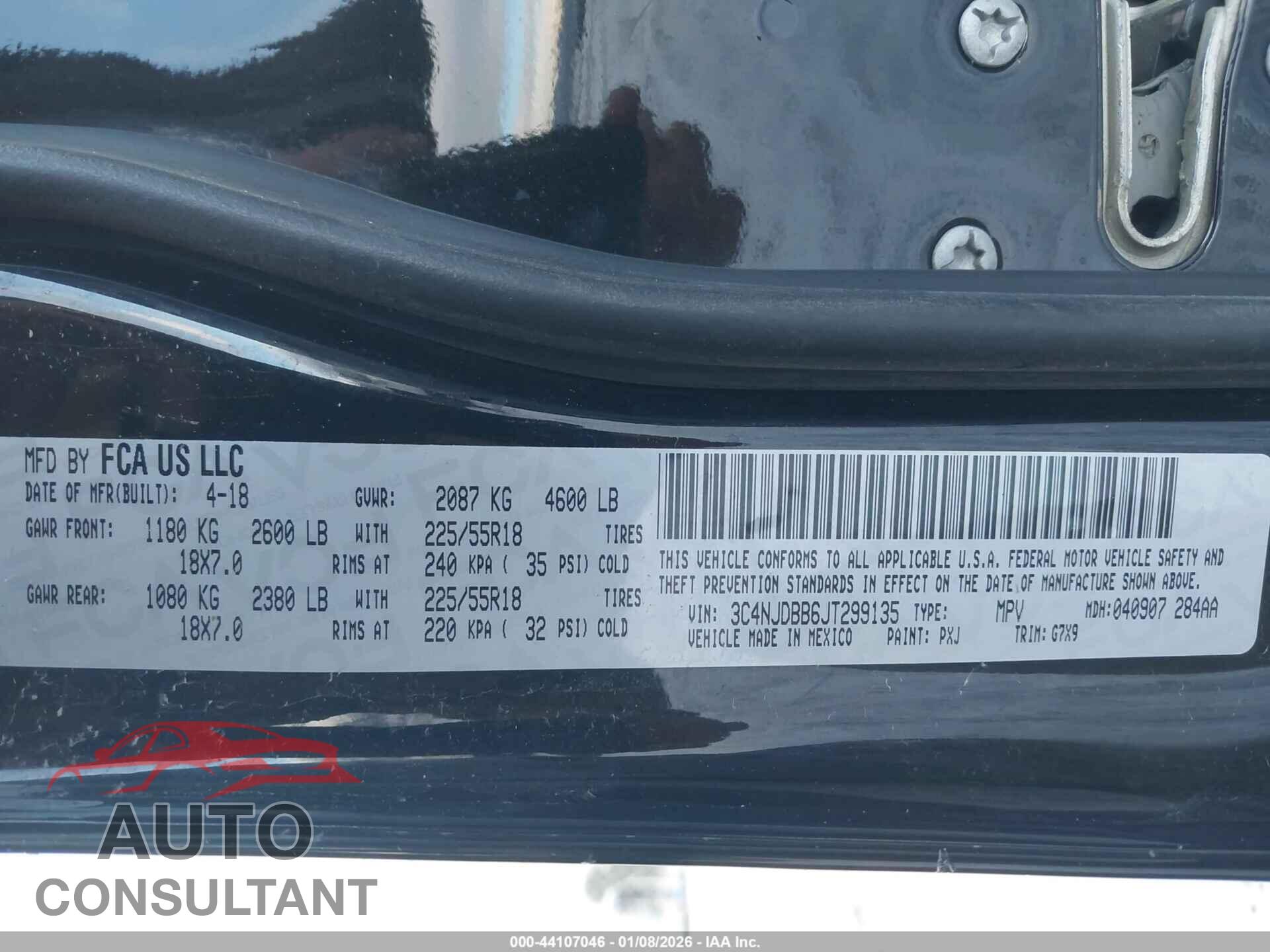 JEEP COMPASS 2018 - 3C4NJDBB6JT299135