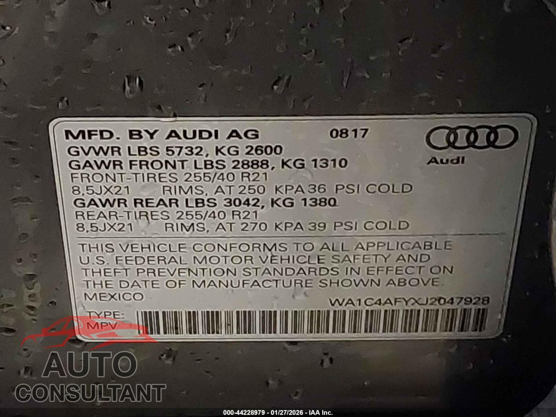 AUDI SQ5 2018 - WA1C4AFYXJ2047928