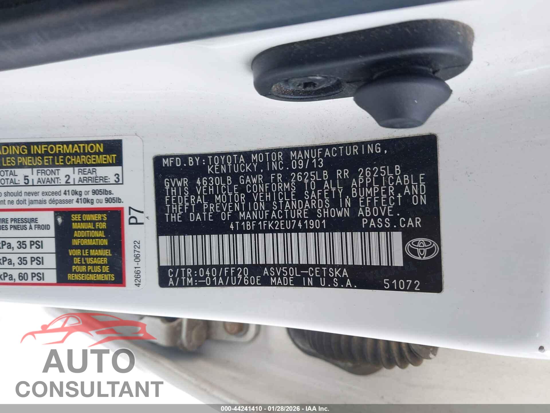 TOYOTA CAMRY 2014 - 4T1BF1FK2EU741901