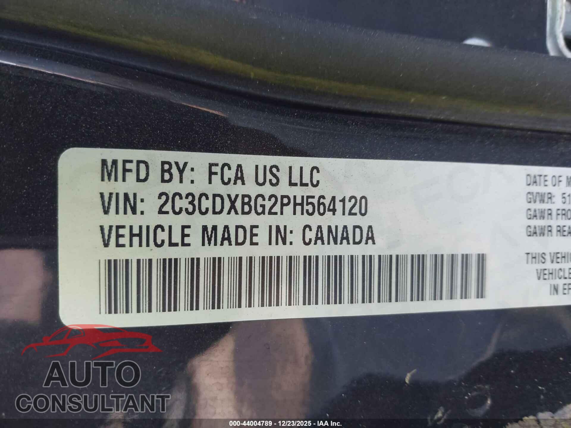 DODGE CHARGER 2023 - 2C3CDXBG2PH564120