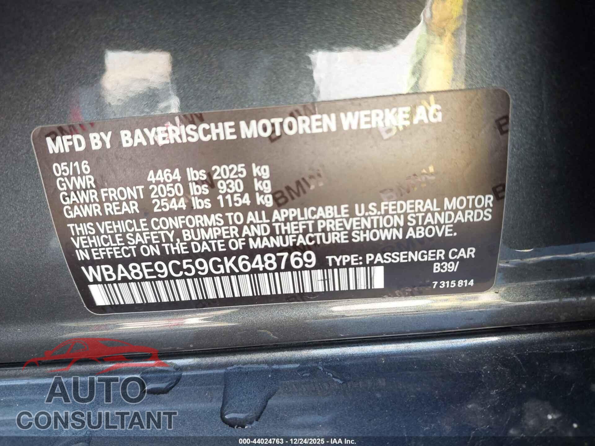 BMW 328I 2016 - WBA8E9C59GK648769