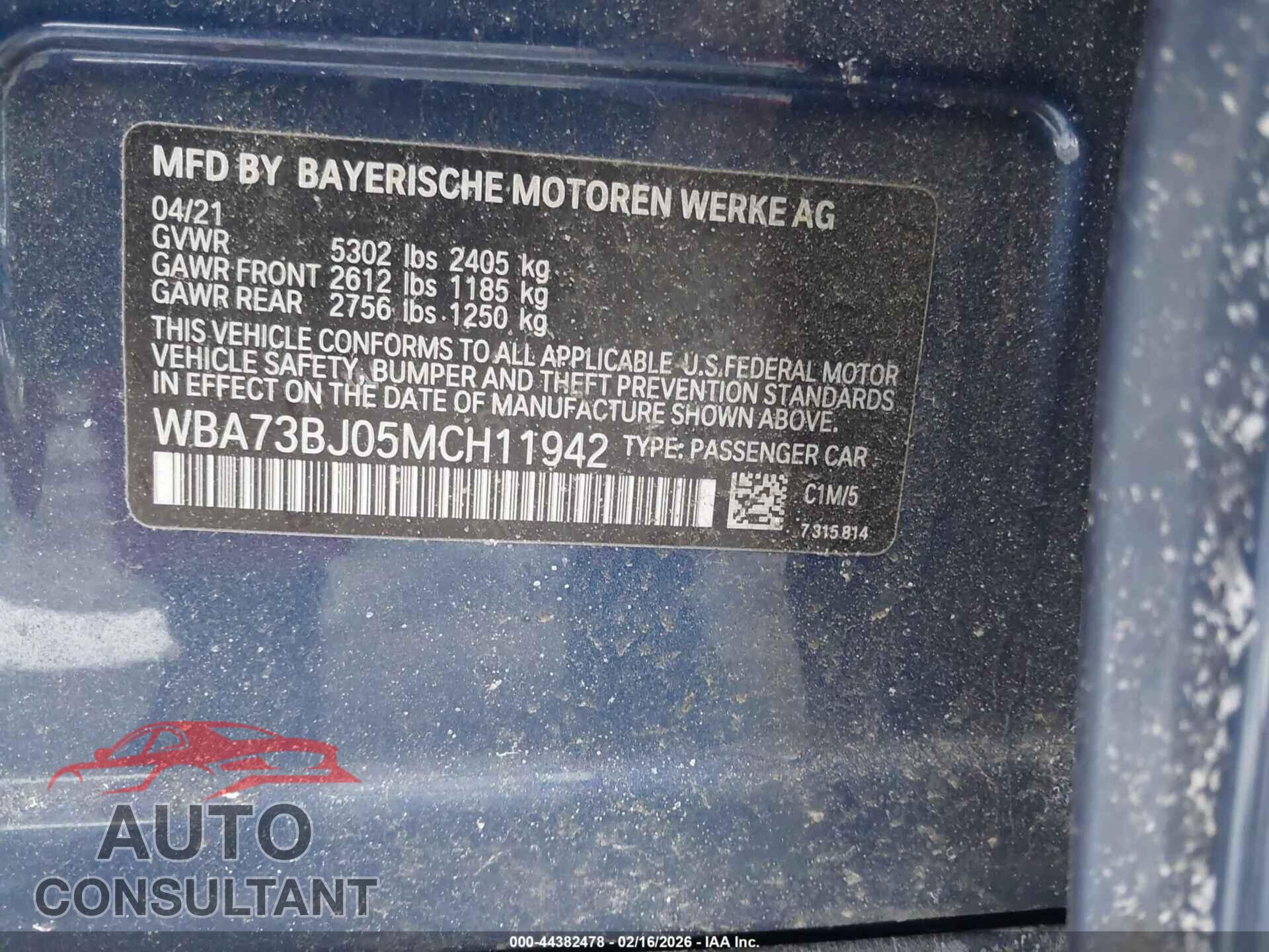 BMW 540I 2021 - WBA73BJ05MCH11942