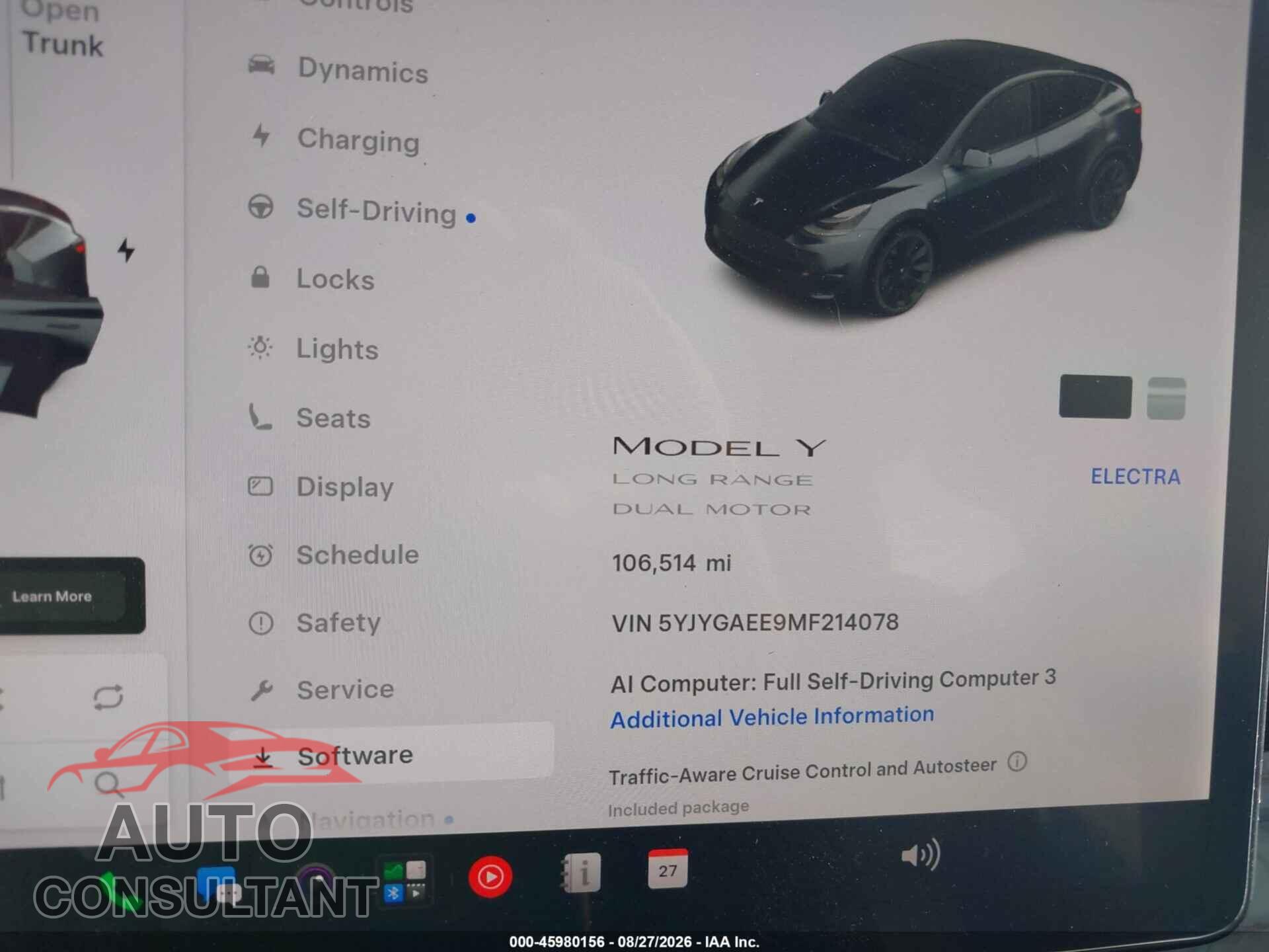 TESLA MODEL Y 2021 - 5YJYGAEE9MF214078