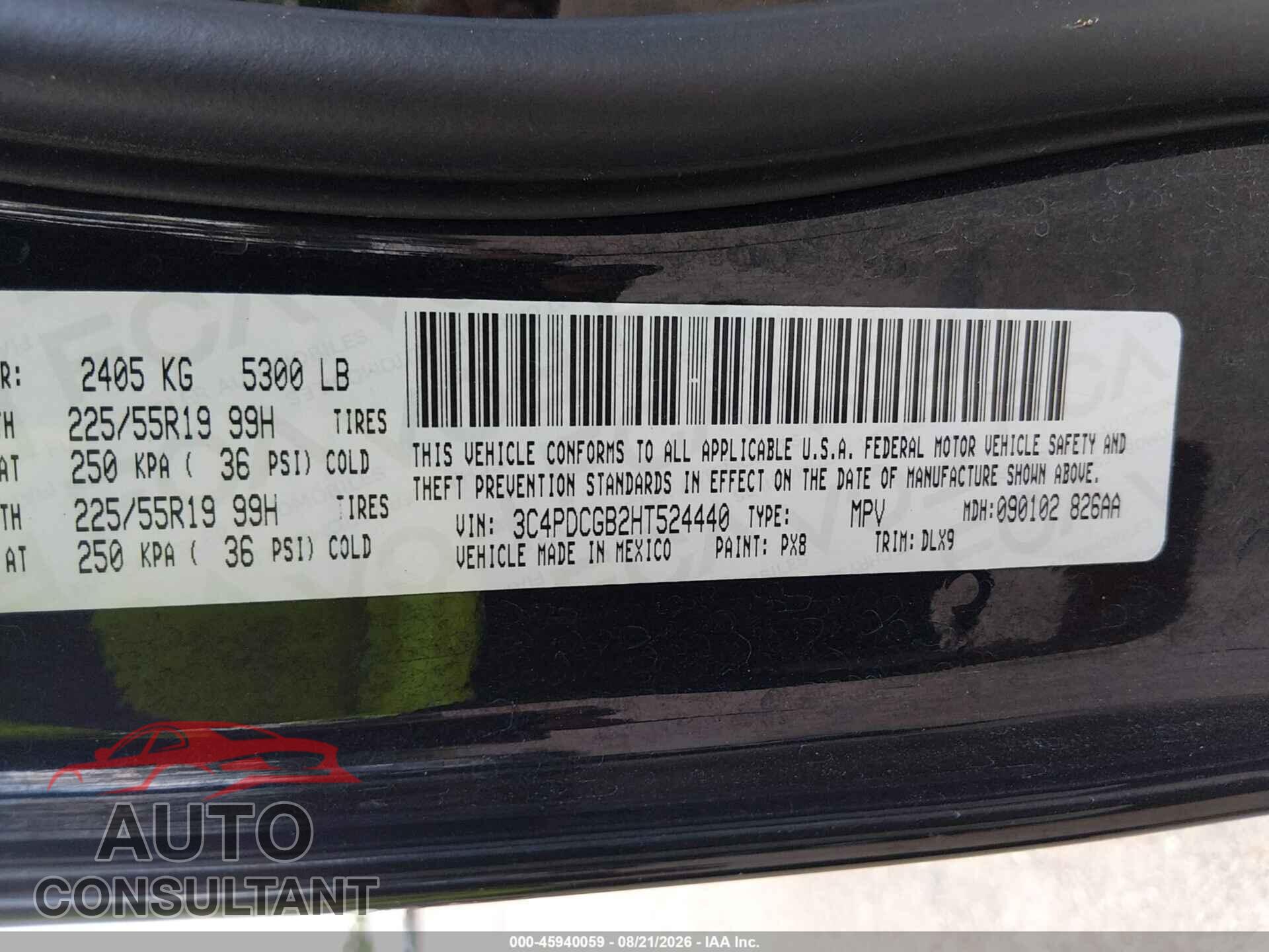 DODGE JOURNEY 2017 - 3C4PDCGB2HT524440