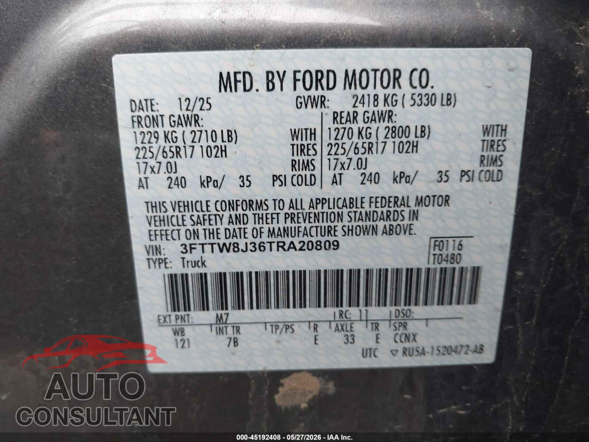 FORD MAVERICK 2026 - 3FTTW8J36TRA20809