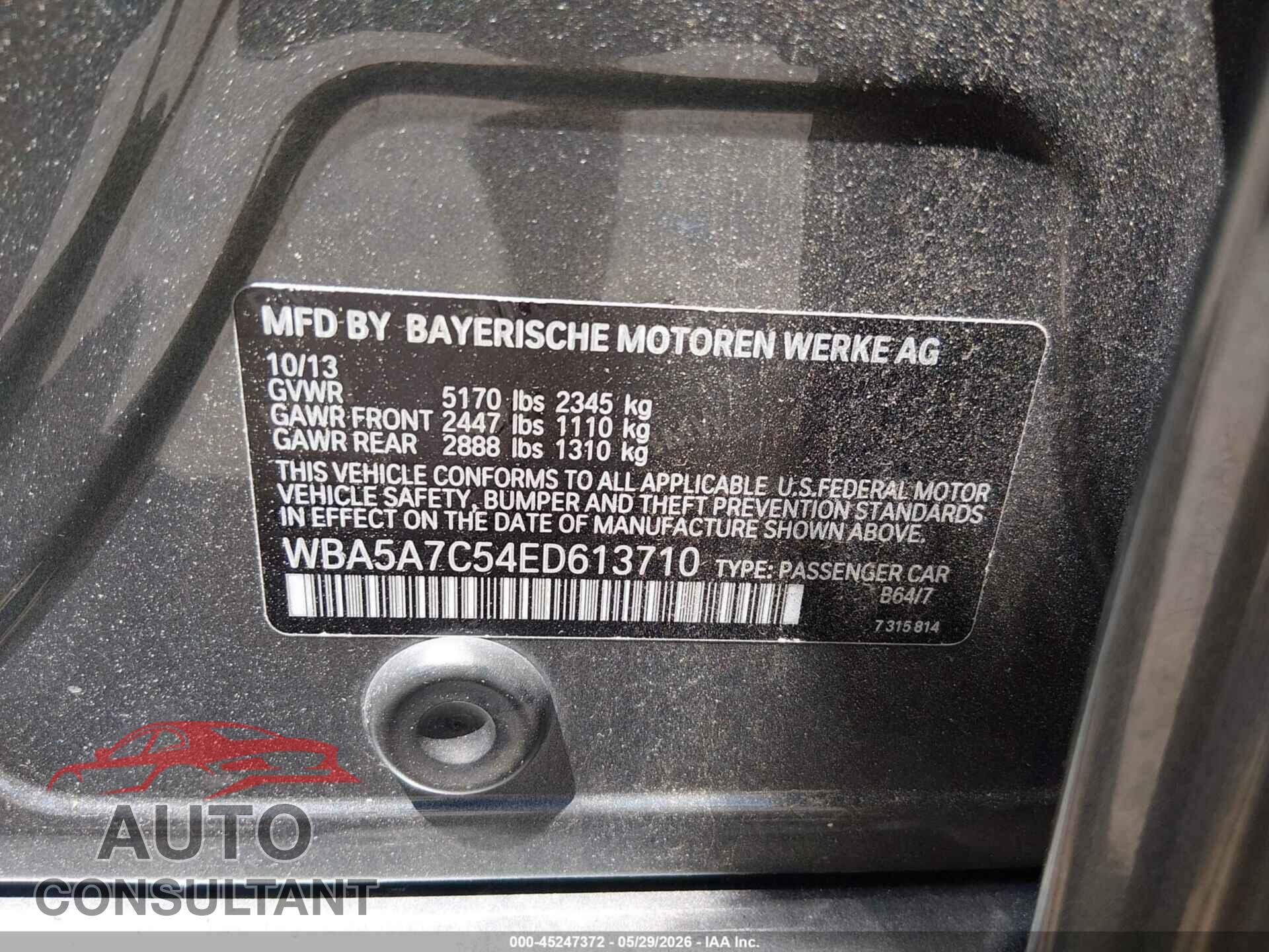 BMW 528I 2014 - WBA5A7C54ED613710