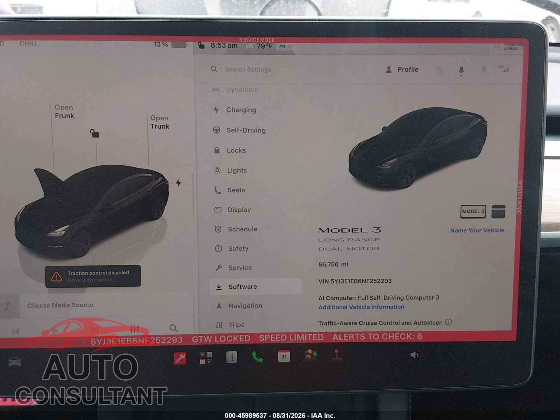 TESLA MODEL 3 2022 - 5YJ3E1EB6NF252293