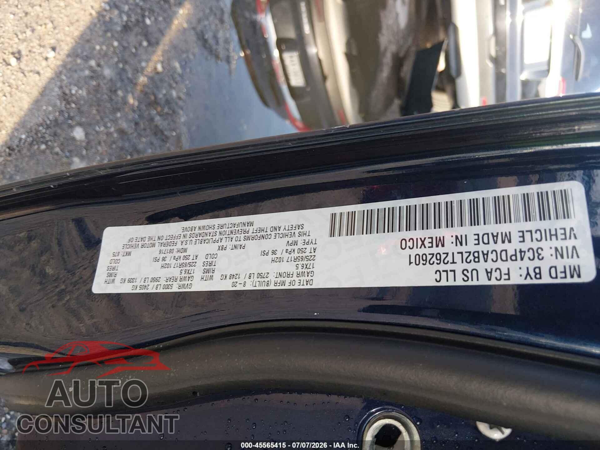 DODGE JOURNEY 2020 - 3C4PDCAB2LT262601