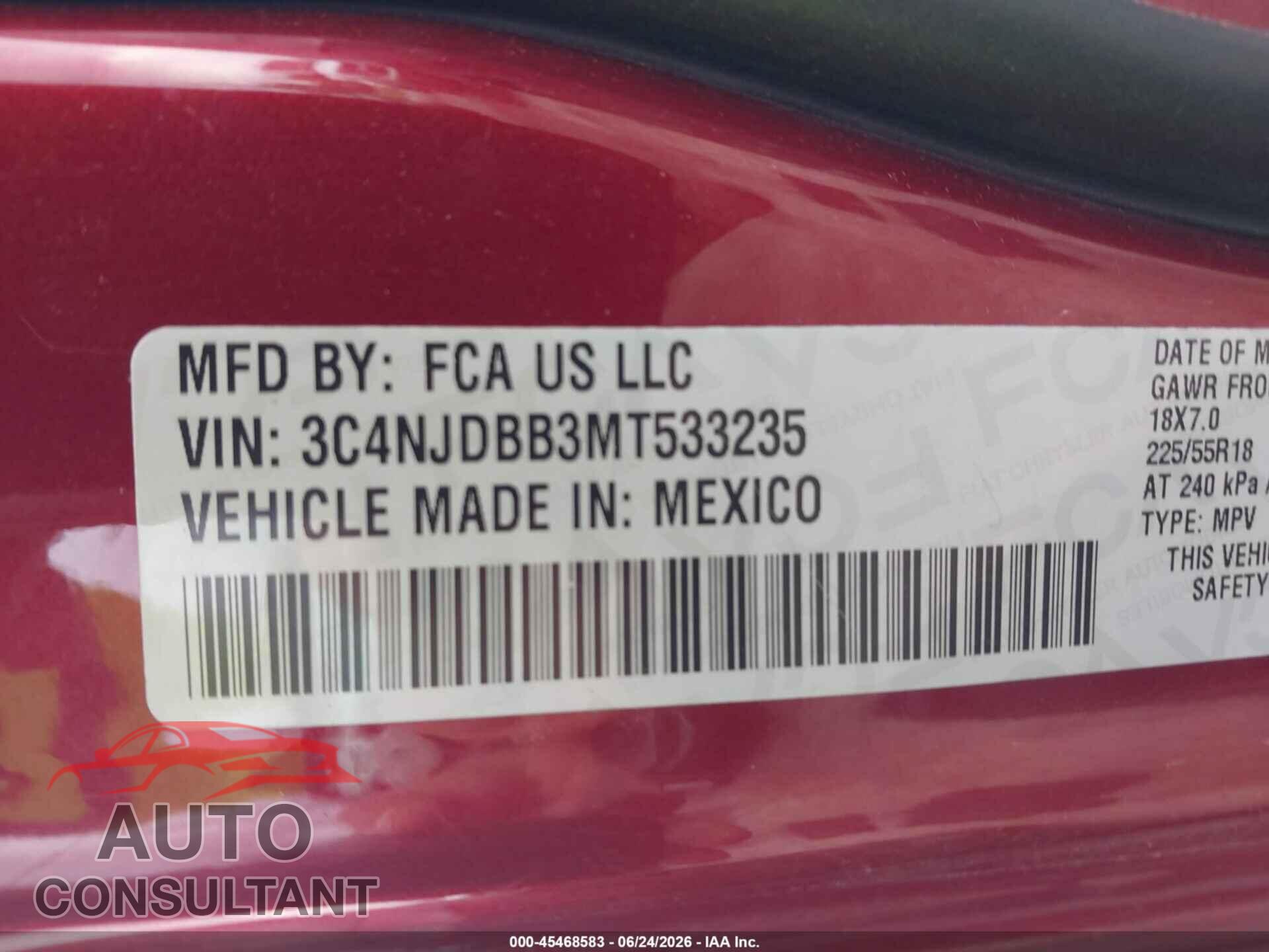 JEEP COMPASS 2021 - 3C4NJDBB3MT533235