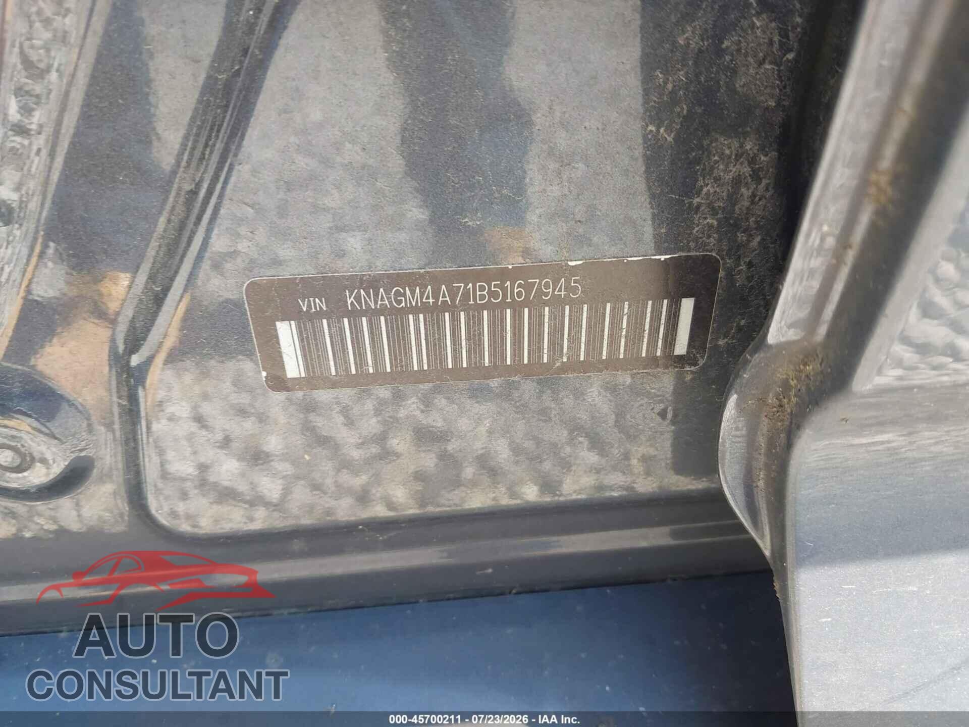 KIA OPTIMA 2011 - KNAGM4A71B5167945