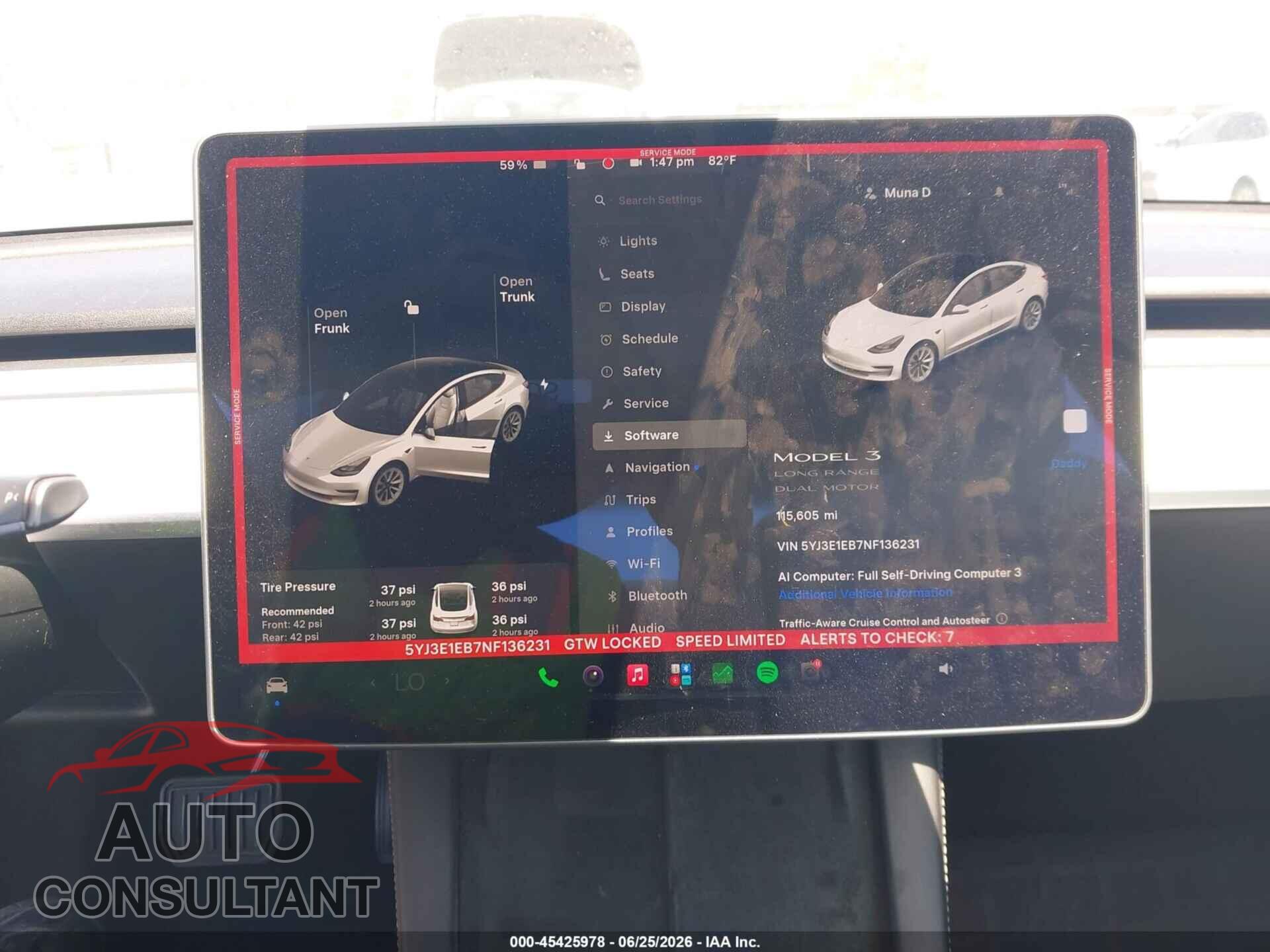 TESLA MODEL 3 2022 - 5YJ3E1EB7NF136231