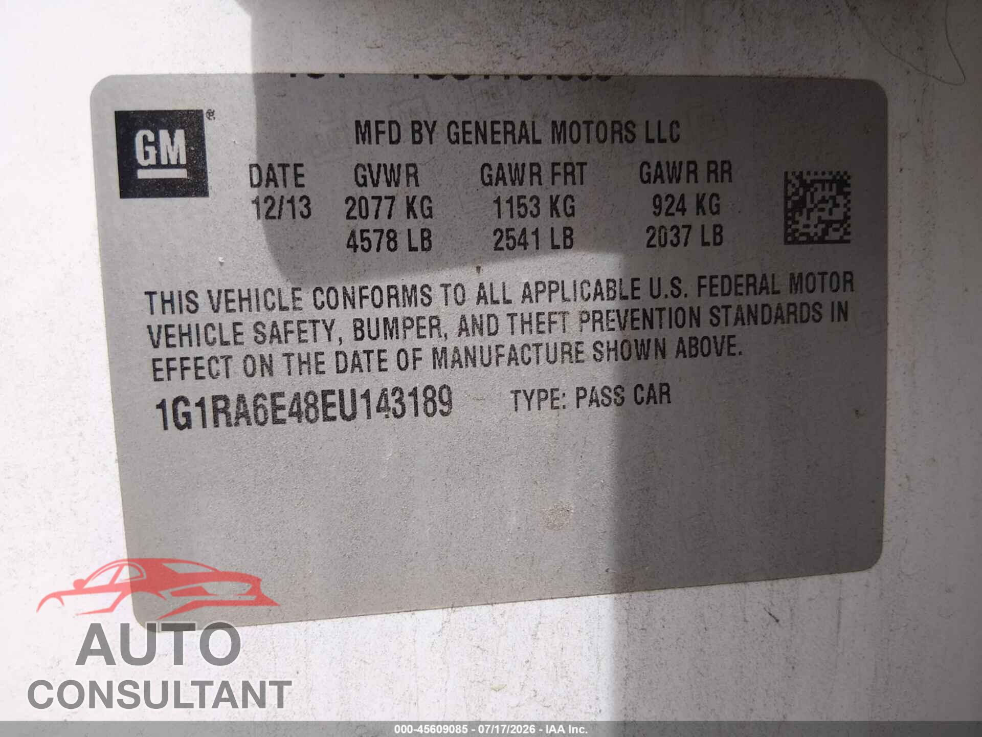 CHEVROLET VOLT 2014 - 1G1RA6E48EU143189