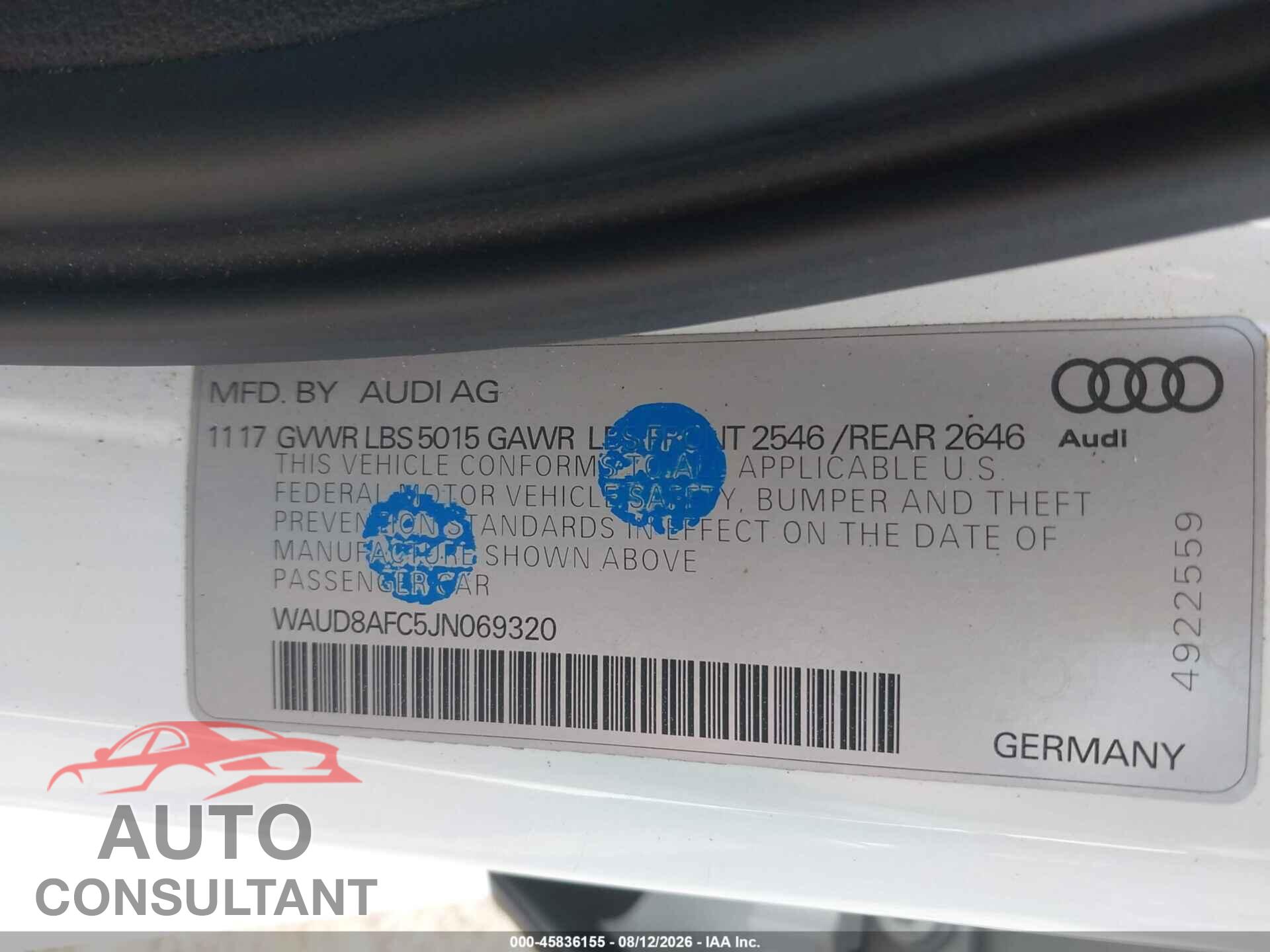 AUDI A6 2018 - WAUD8AFC5JN069320