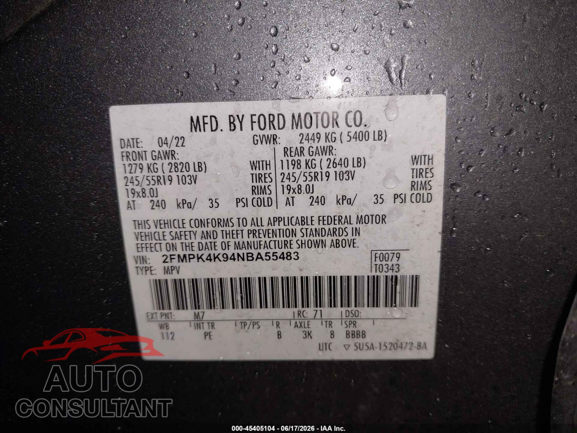 FORD EDGE 2022 - 2FMPK4K94NBA55483