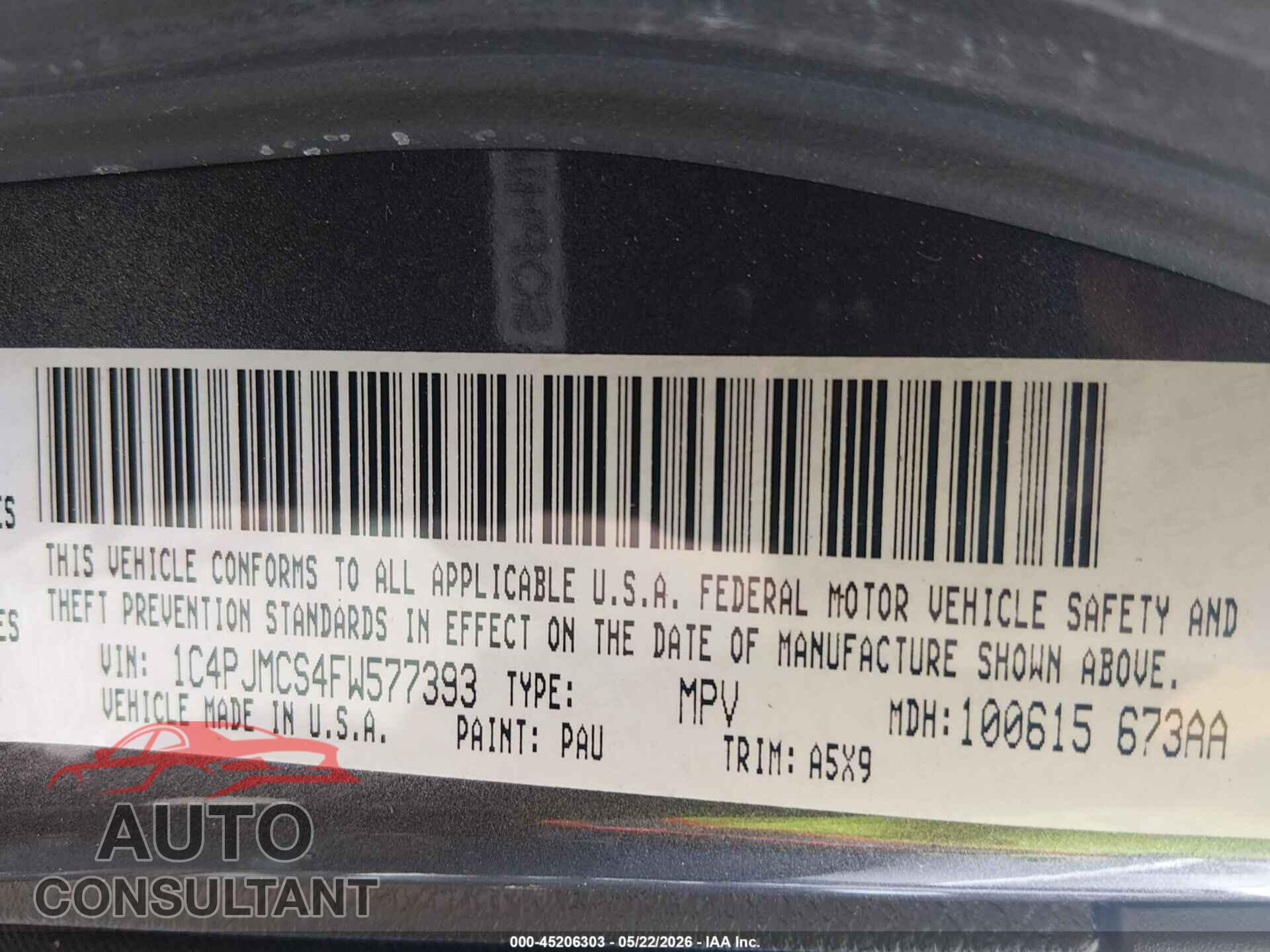 JEEP CHEROKEE 2015 - 1C4PJMCS4FW577393