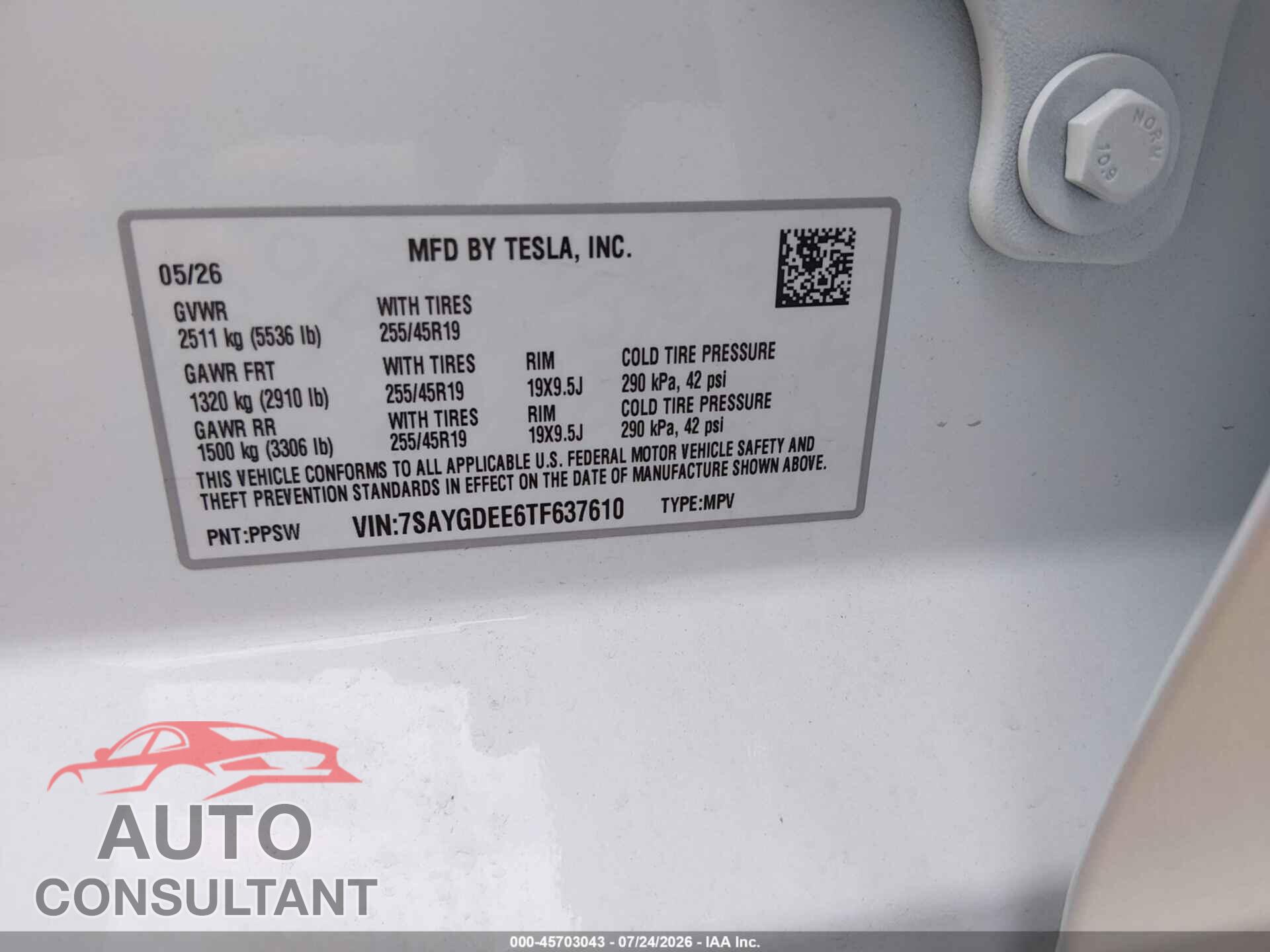 TESLA MODEL Y 2026 - 7SAYGDEE6TF637610