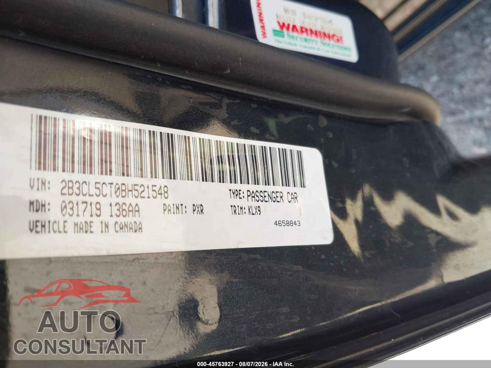 DODGE CHARGER 2011 - 2B3CL5CT0BH521548