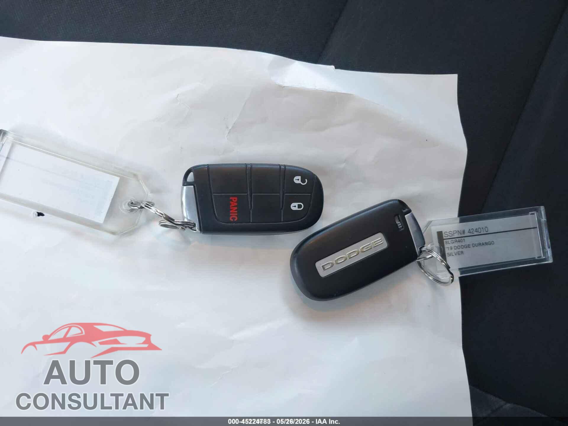 DODGE DURANGO 2019 - 1C4RDJAG5KC839804