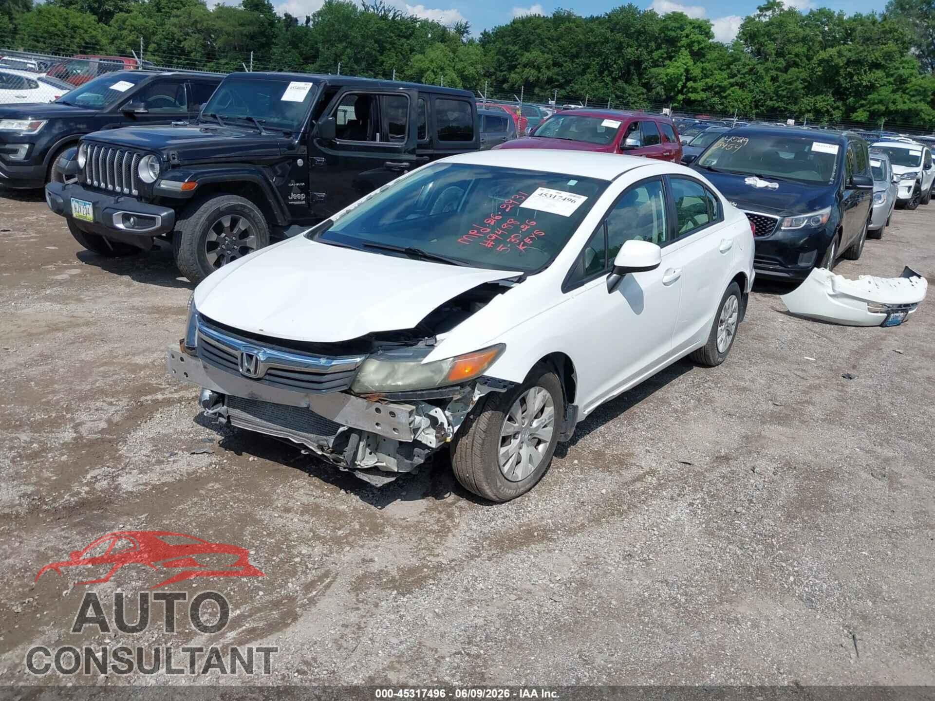 HONDA CIVIC 2012 - 19XFB2F57CE003038