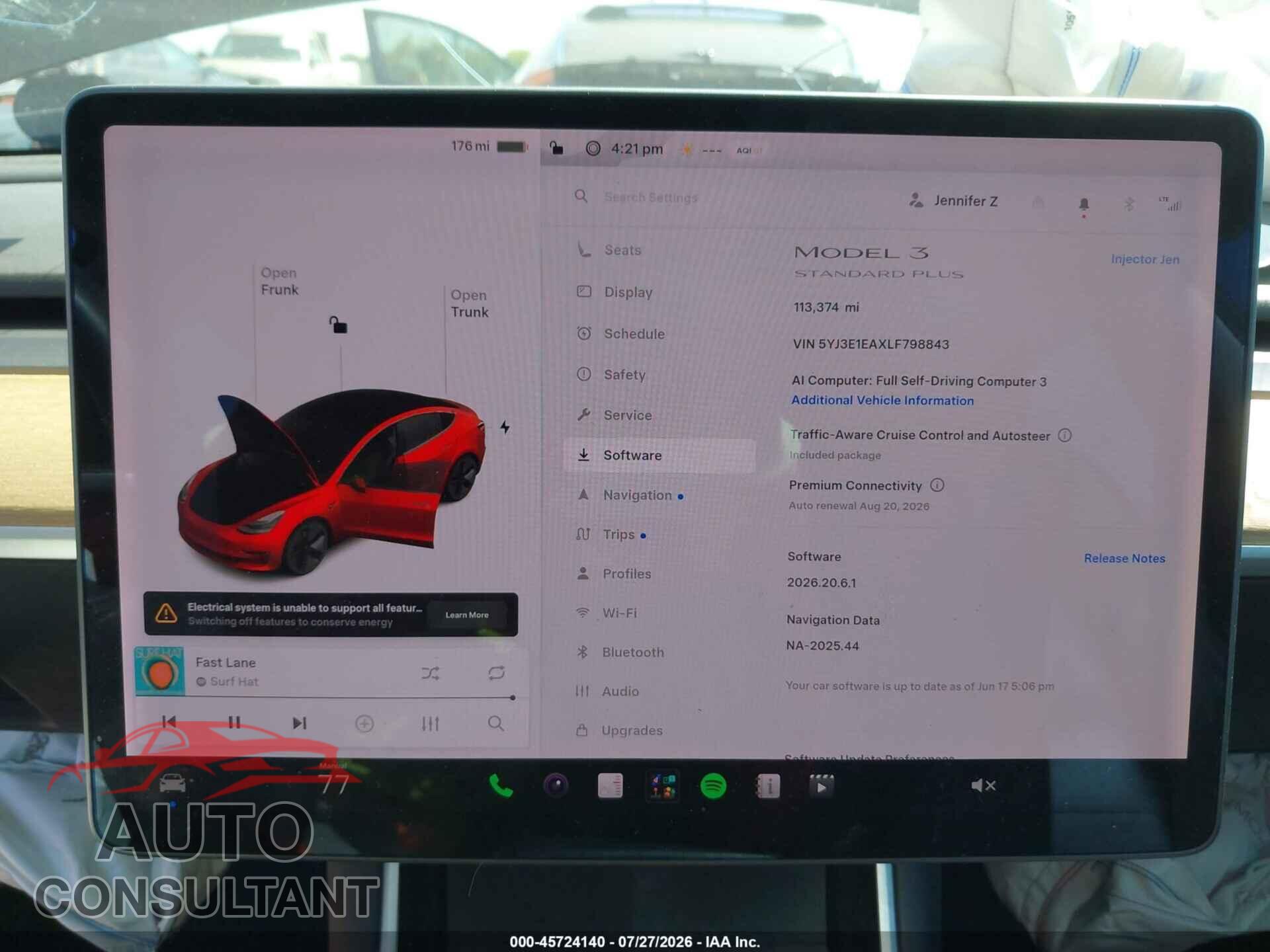 TESLA MODEL 3 2020 - 5YJ3E1EAXLF798843