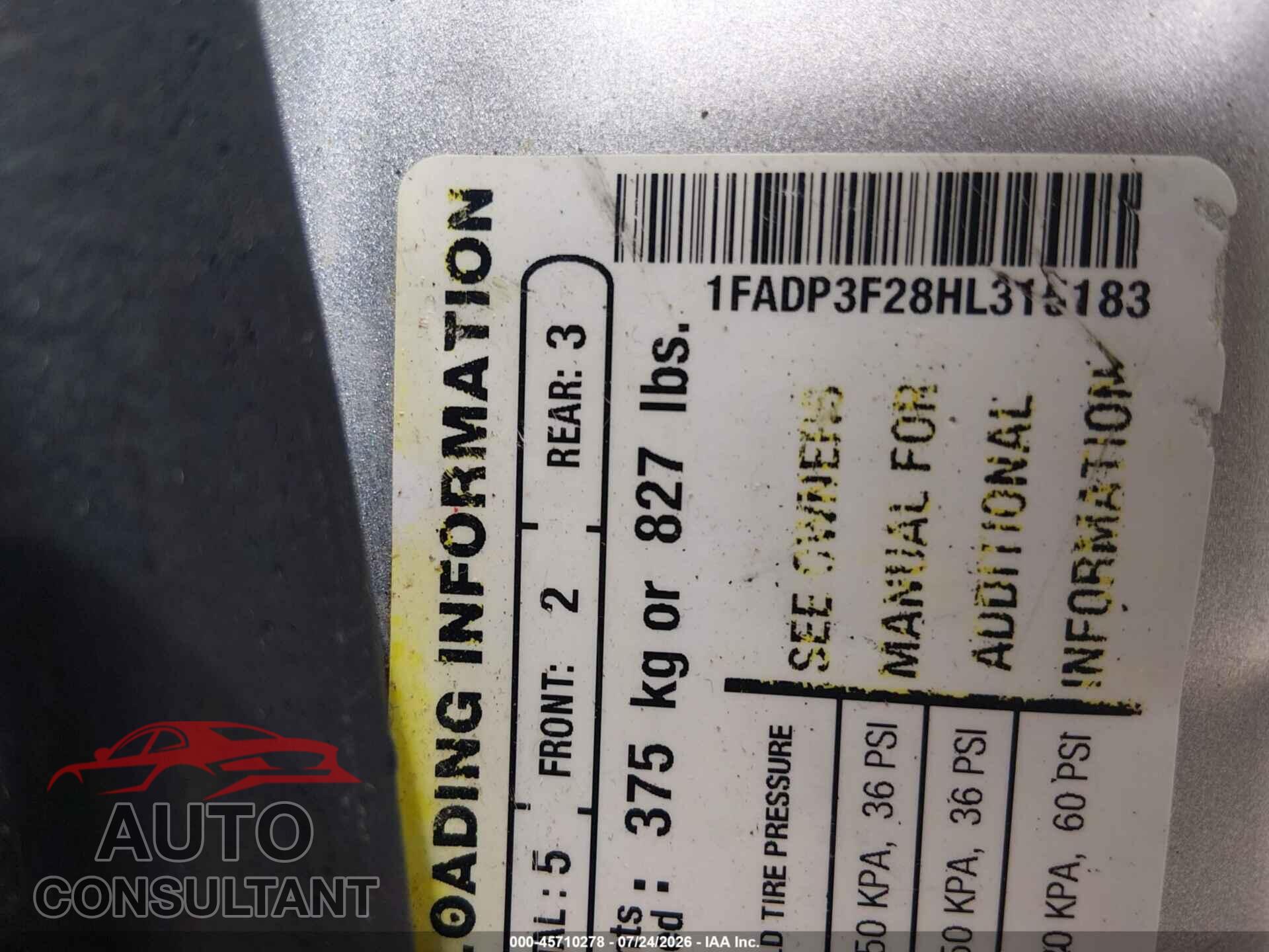 FORD FOCUS 2017 - 1FADP3F28HL315183