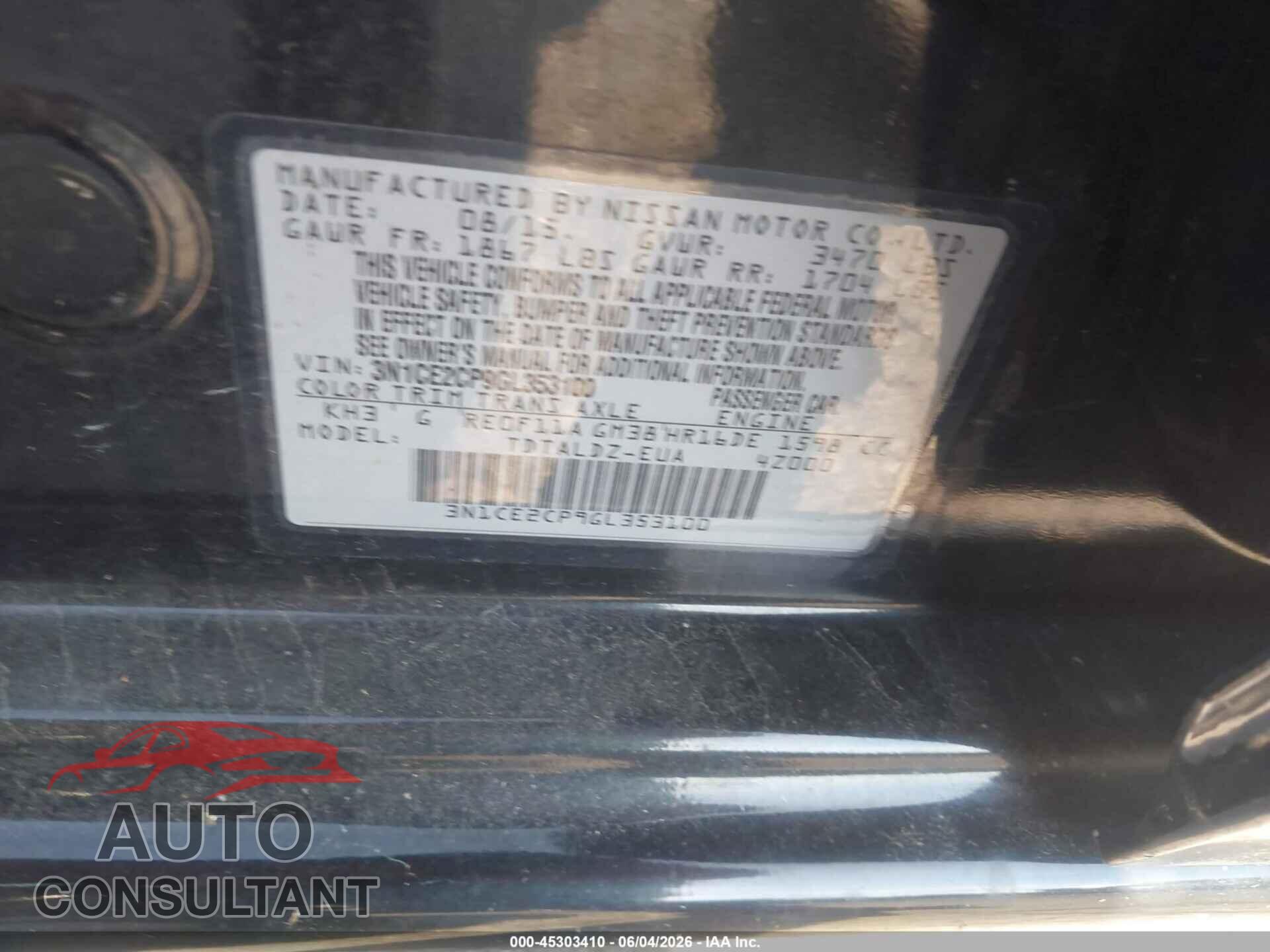 NISSAN VERSA NOTE 2016 - 3N1CE2CP9GL353100