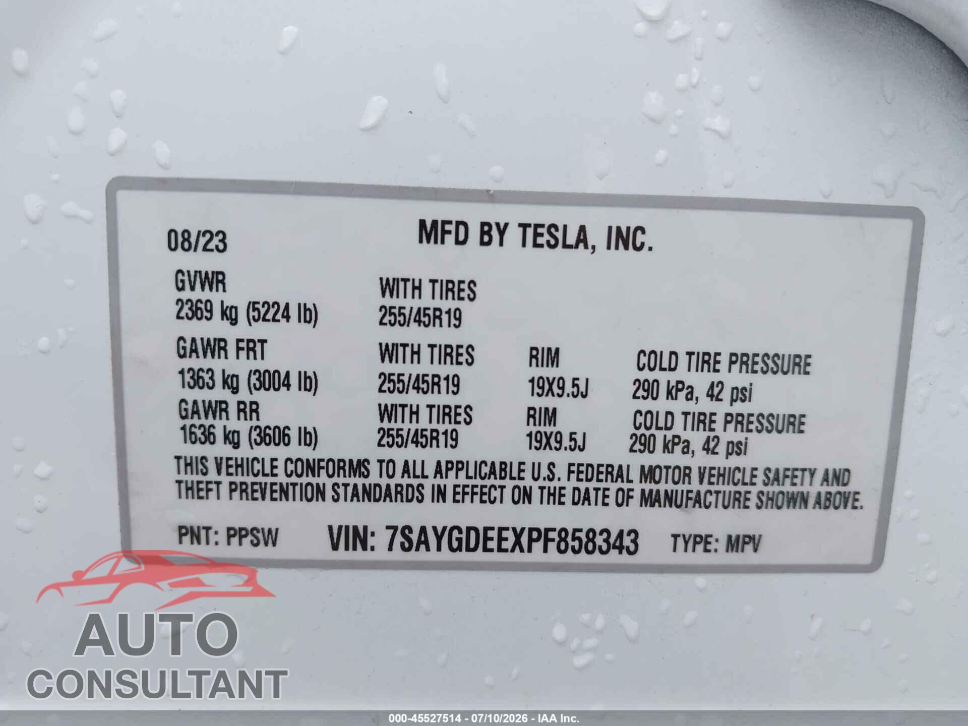 TESLA MODEL Y 2023 - 7SAYGDEEXPF858343