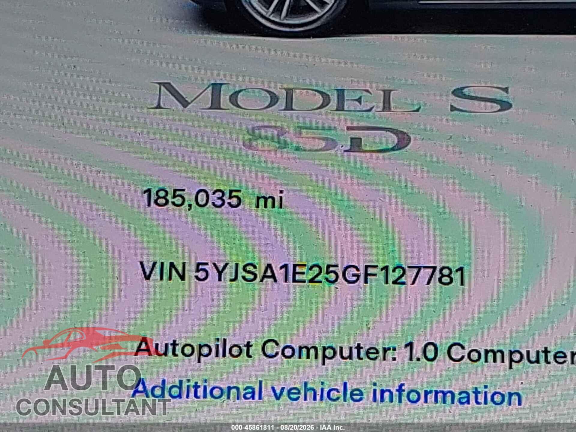 TESLA MODEL S 2016 - 5YJSA1E25GF127781