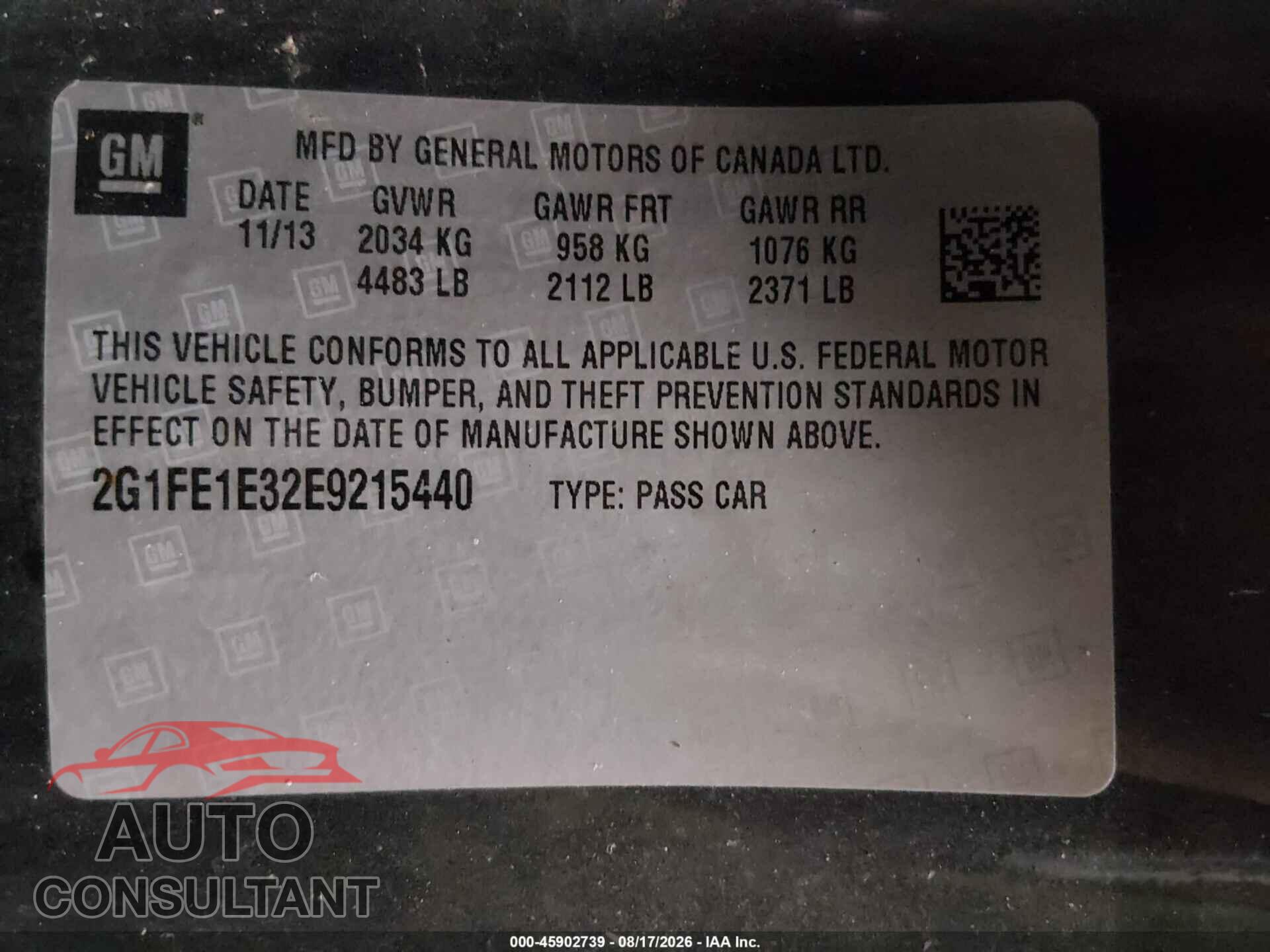 CHEVROLET CAMARO 2014 - 2G1FE1E32E9215440