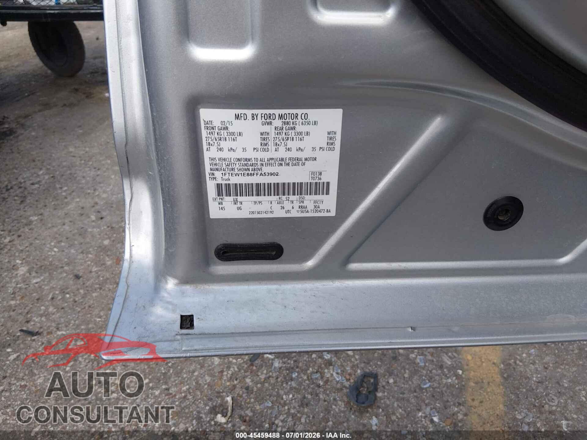 FORD F-150 2015 - 1FTEW1E88FFA53902