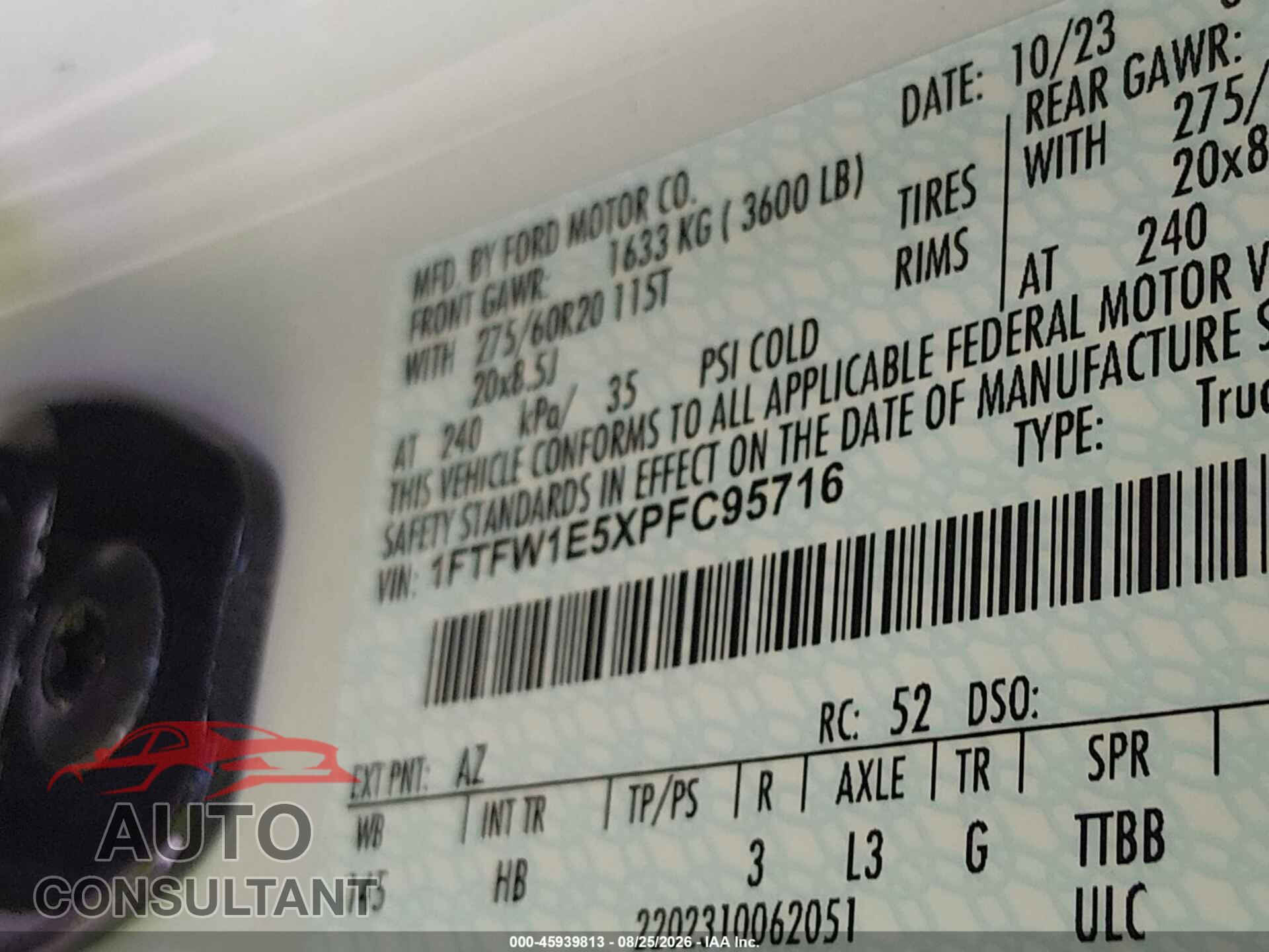 FORD F-150 2023 - 1FTFW1E5XPFC95716