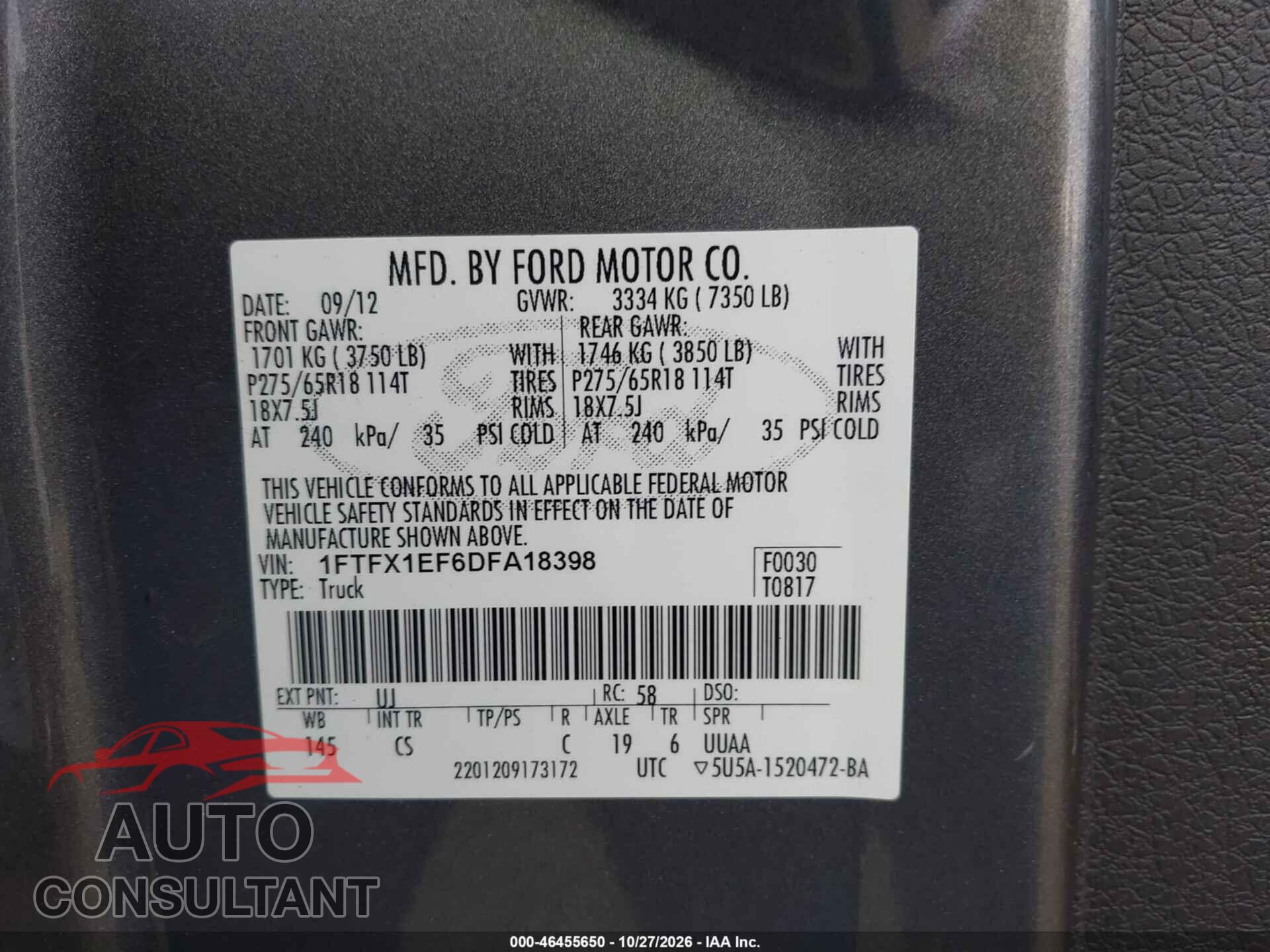 FORD F-150 2013 - 1FTFX1EF6DFA18398
