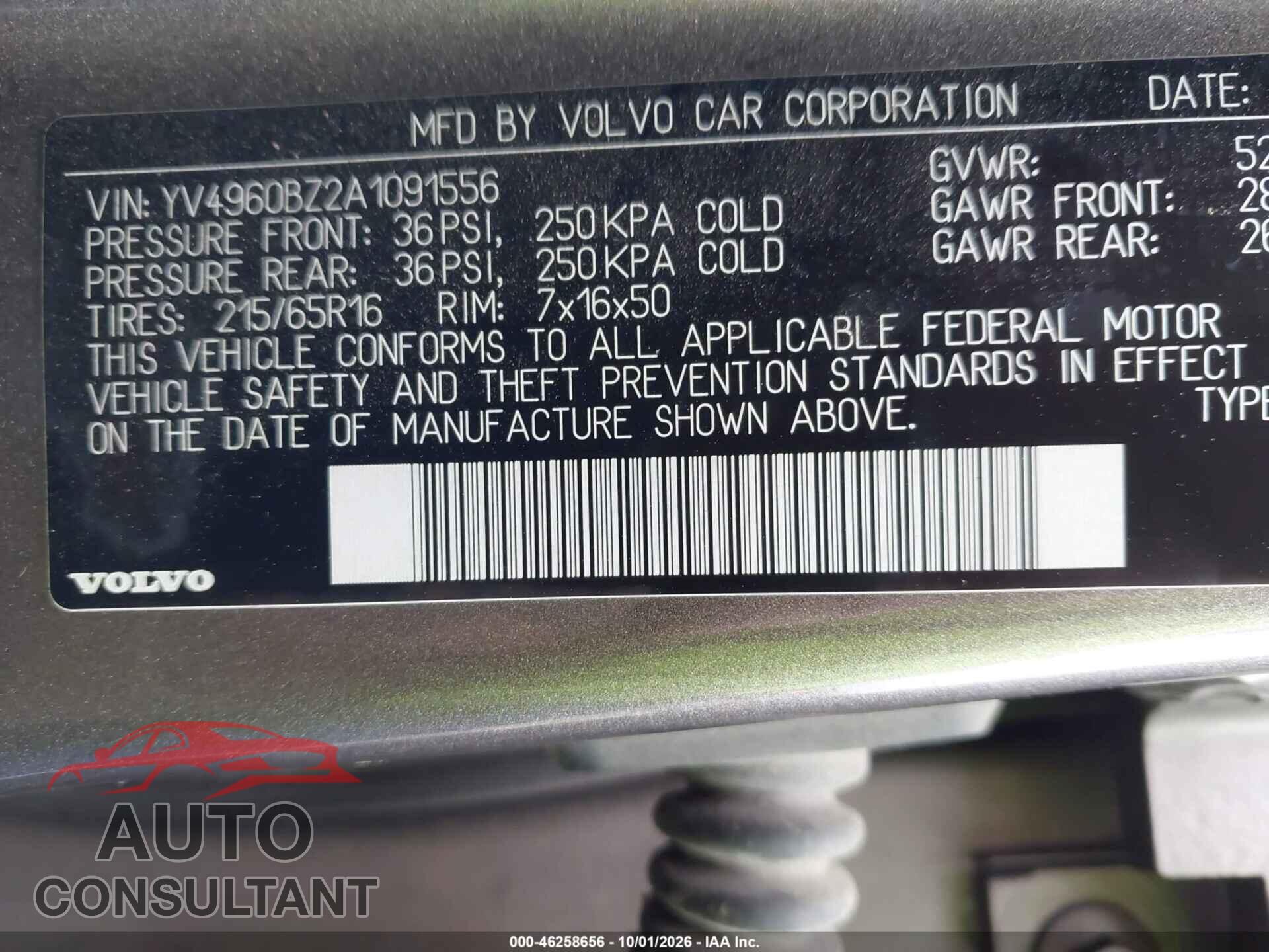 VOLVO XC70 2010 - YV4960BZ2A1091556