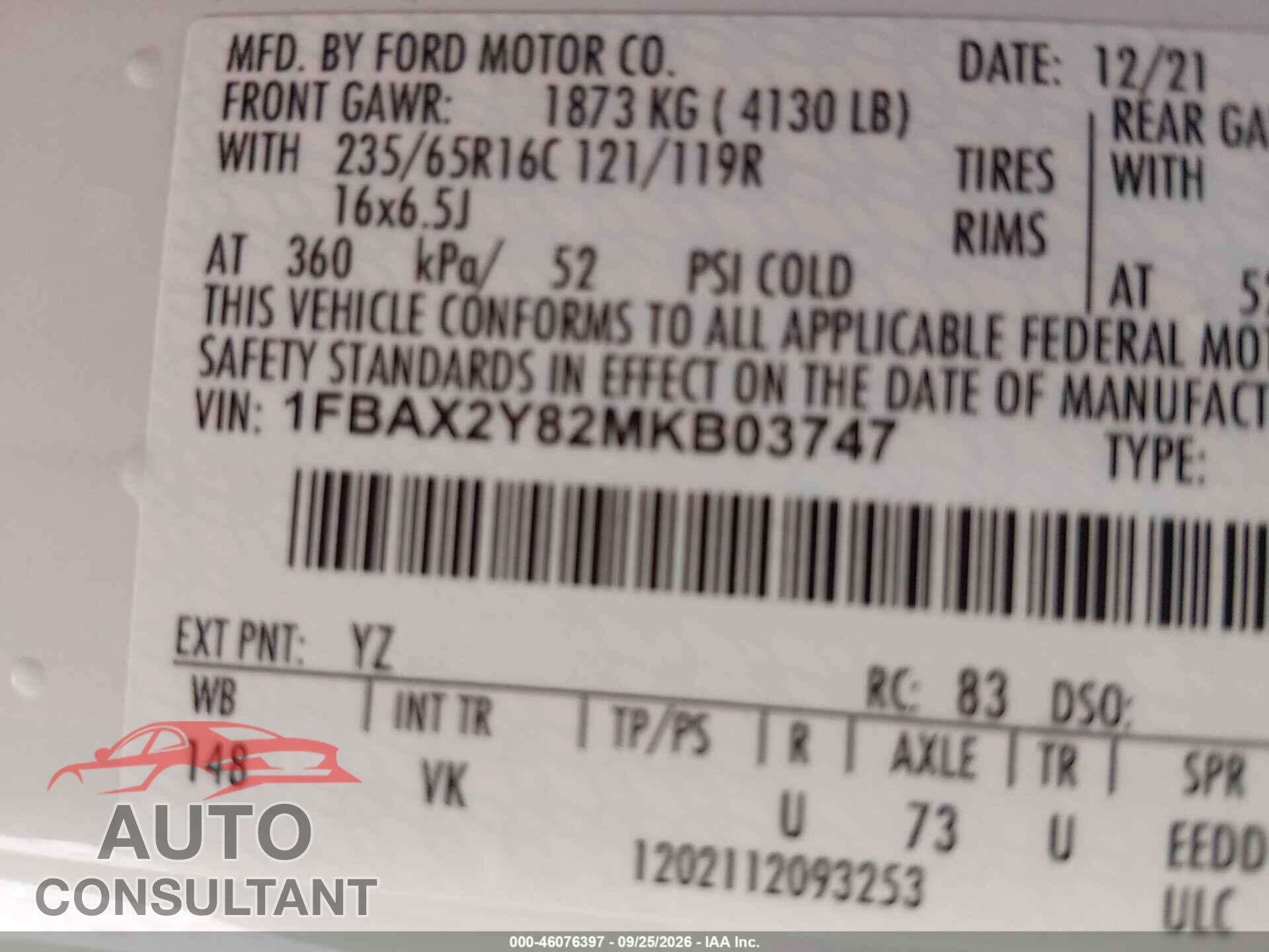 FORD TRANSIT-350 PASSENGER VAN 2021 - 1FBAX2Y82MKB03747