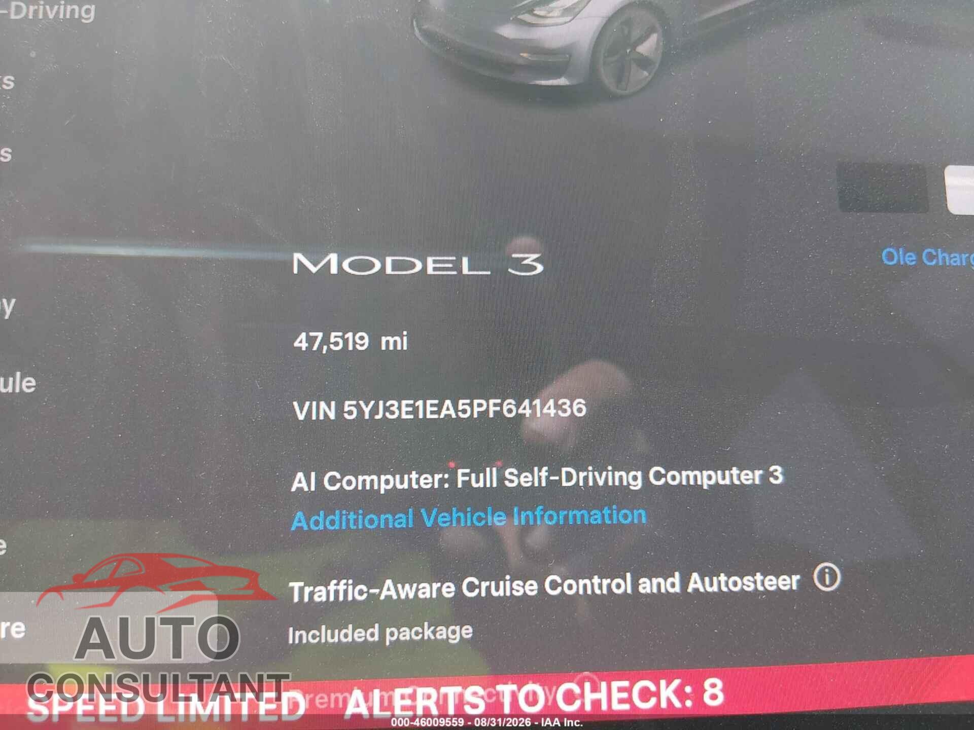 TESLA MODEL 3 2023 - 5YJ3E1EA5PF641436
