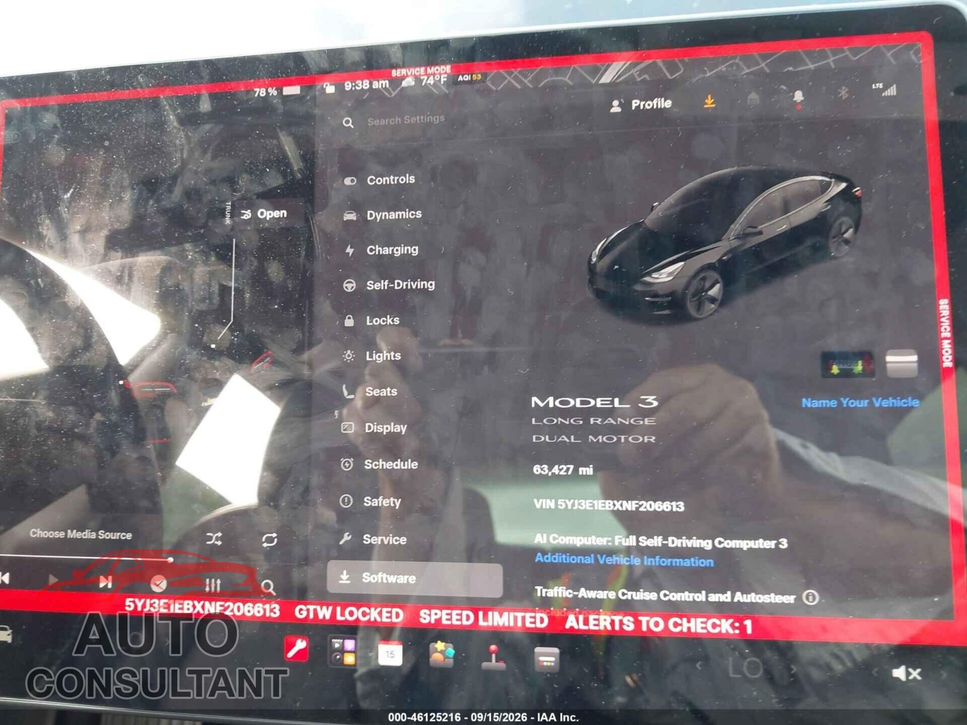TESLA MODEL 3 2022 - 5YJ3E1EBXNF206613