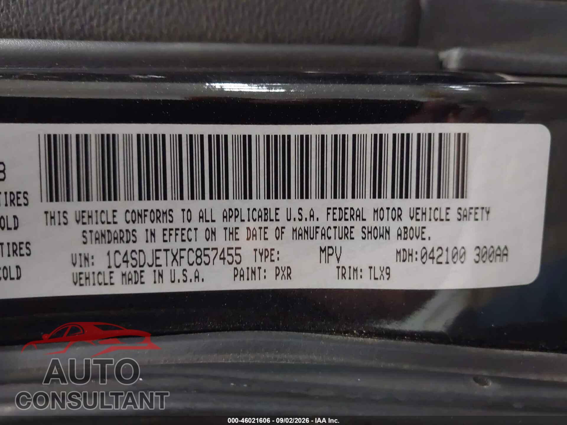 DODGE DURANGO 2015 - 1C4SDJETXFC857455