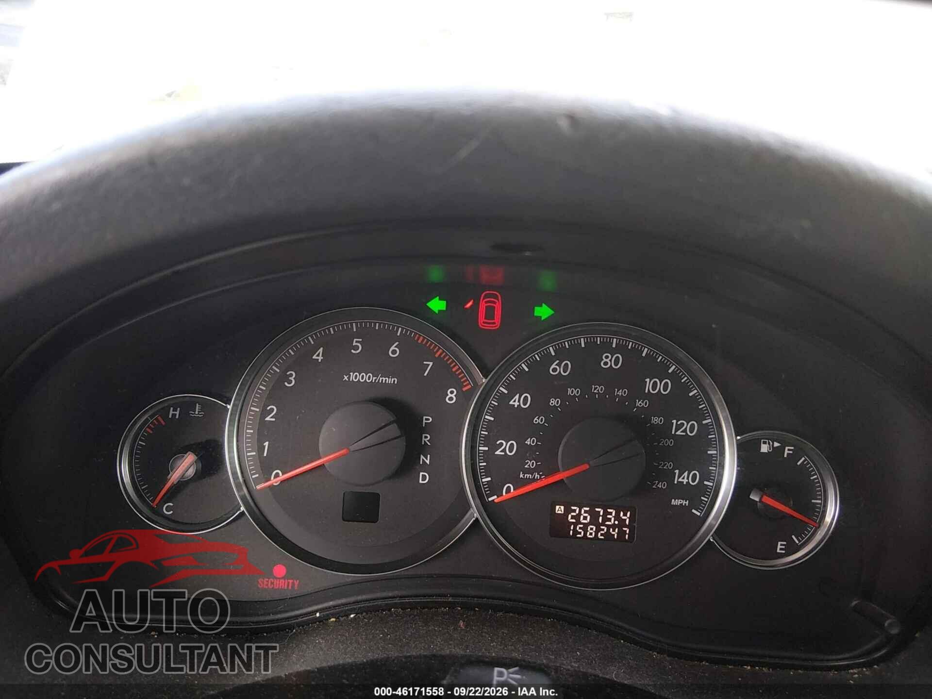 SUBARU OUTBACK 2009 - 4S4BP61C797322716