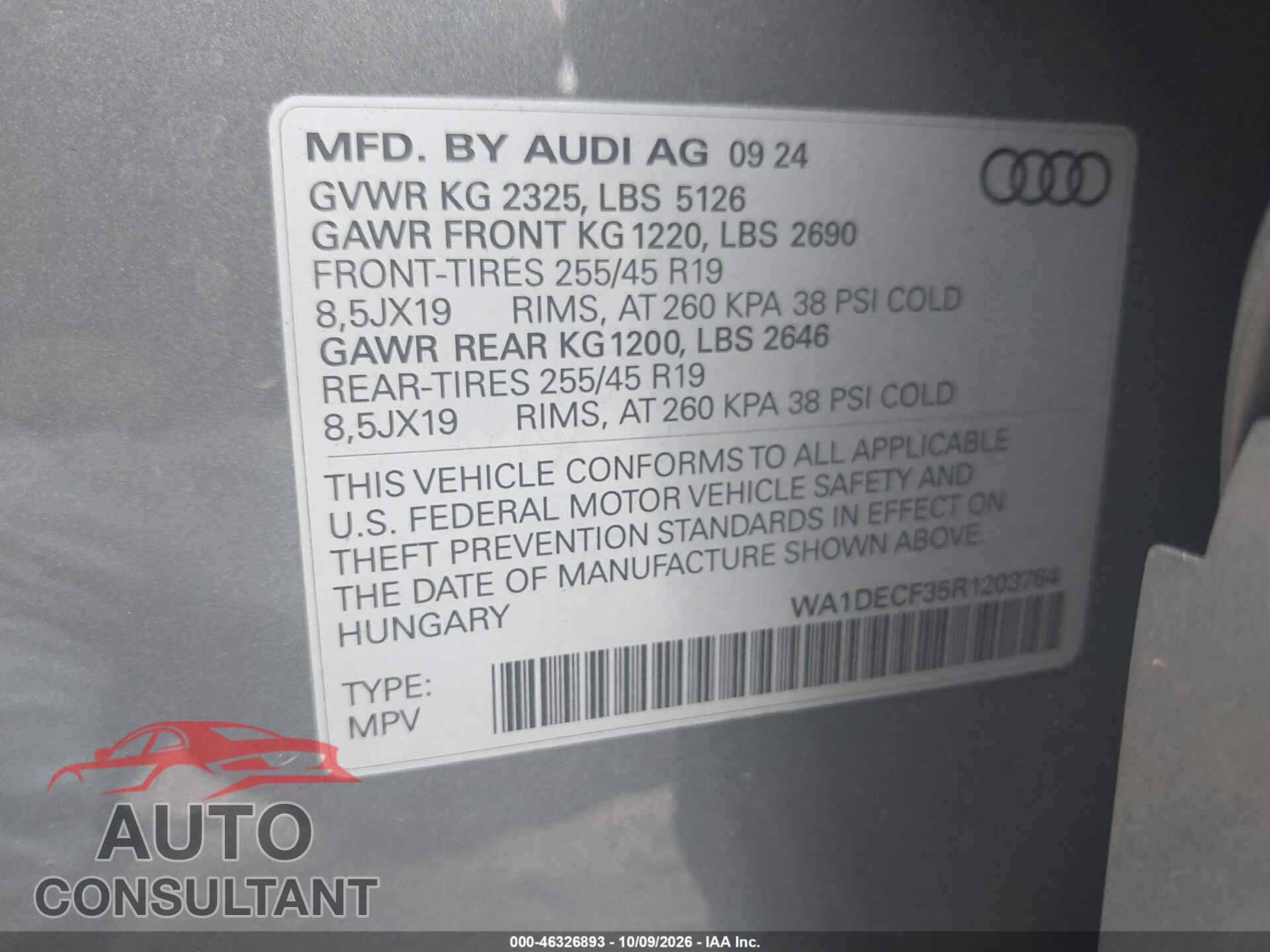 AUDI Q3 2024 - WA1DECF35R1203764