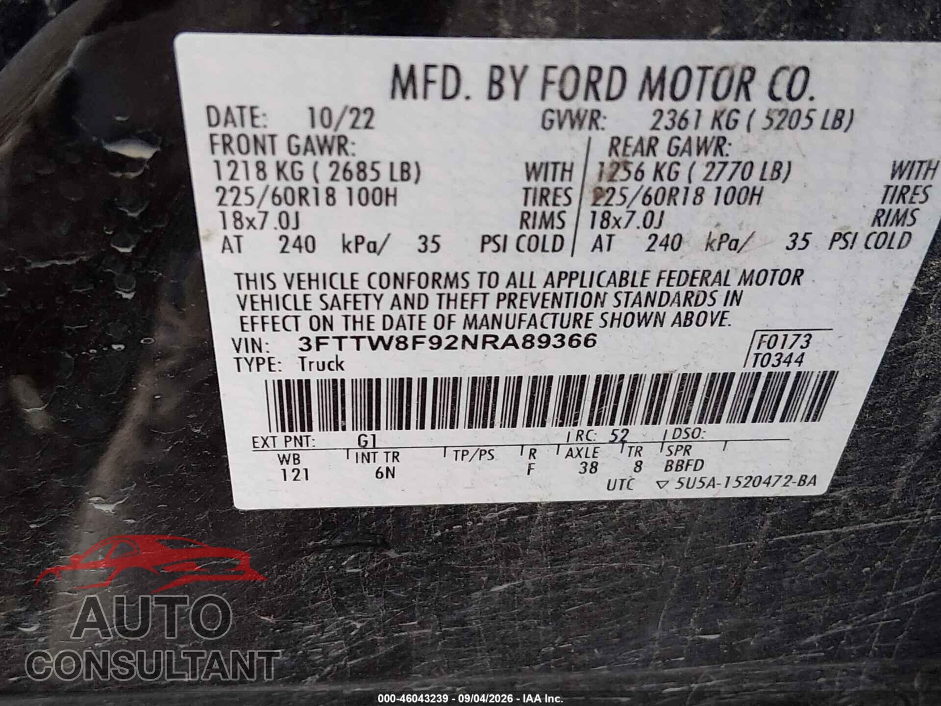 FORD MAVERICK 2022 - 3FTTW8F92NRA89366